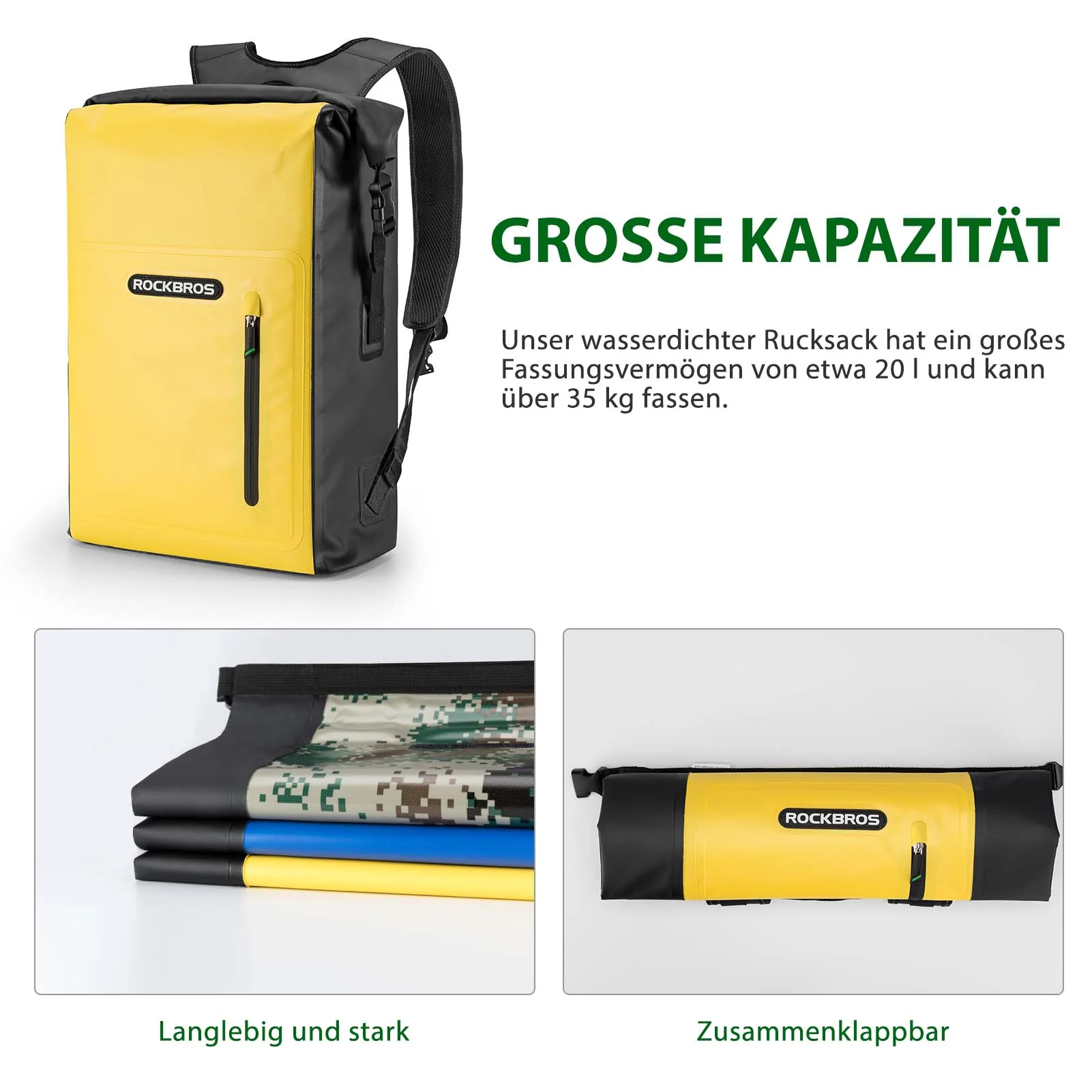 Dry Bag wasserdicht Reiserucksack mit Vordertasche 20L - Image 4