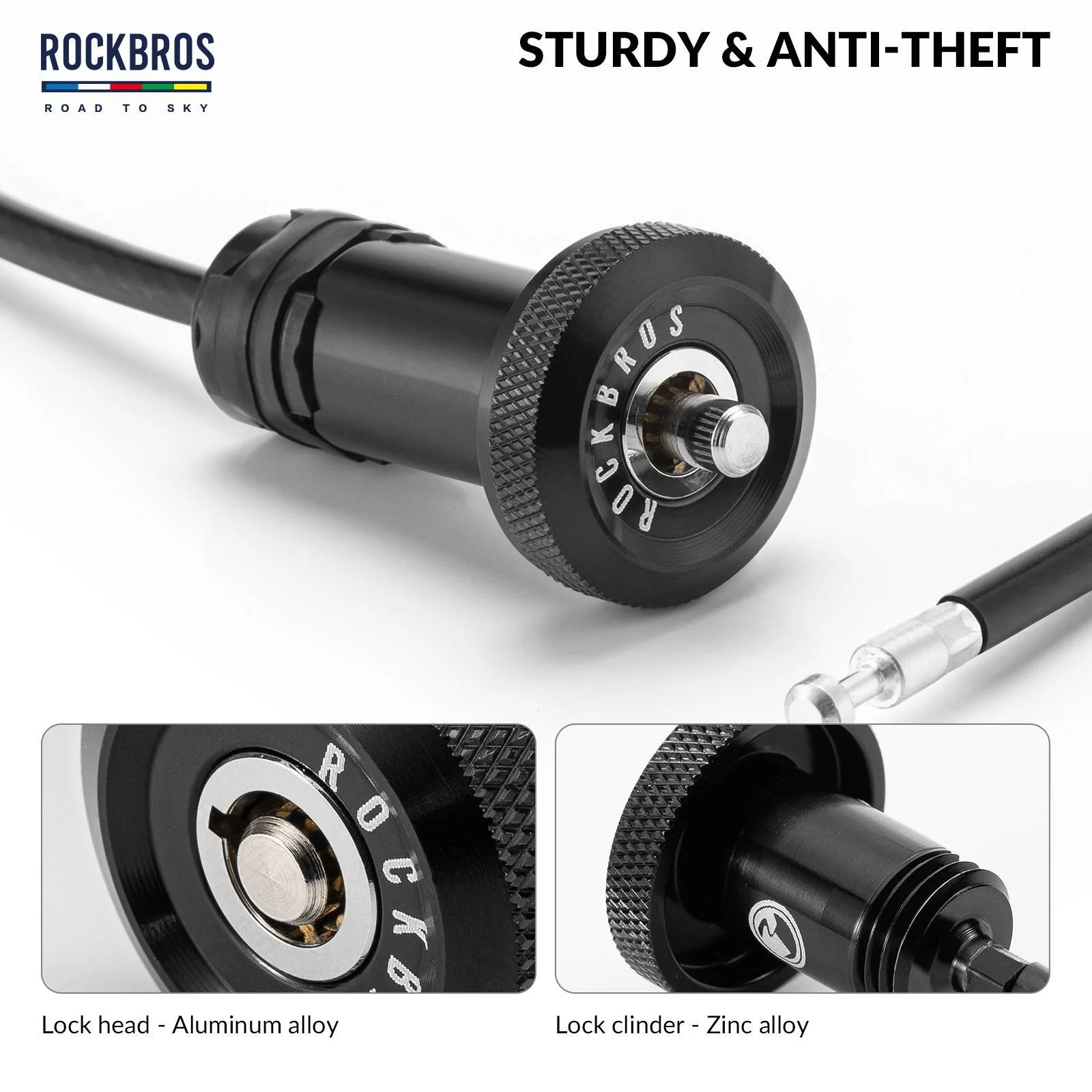 ROAD TO SKY Fahrrad Mini Kabelschloss mit Lenkerstecker Fahrradschloss - Image 5