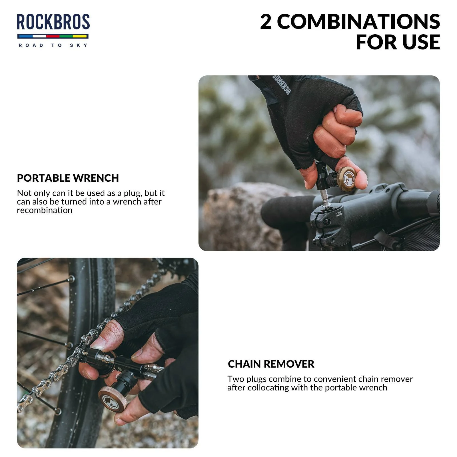 ROAD TO SKY Multifunktional 6 in 1 Reparatur Kit Werkzeug mit Kettenabzieher - Image 8