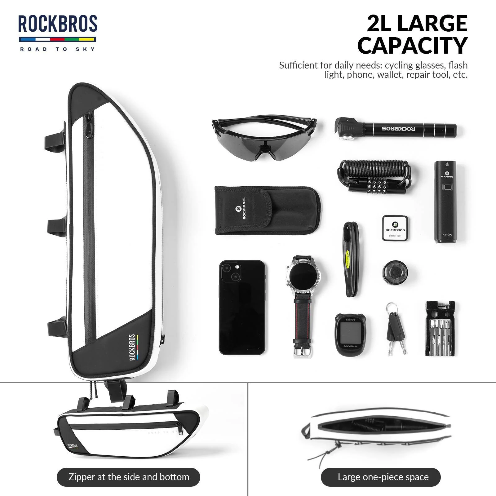 ROAD TO SKY Reflektierende Wasserdichte Fahrrad 2L Dreieckstasche - Image 24