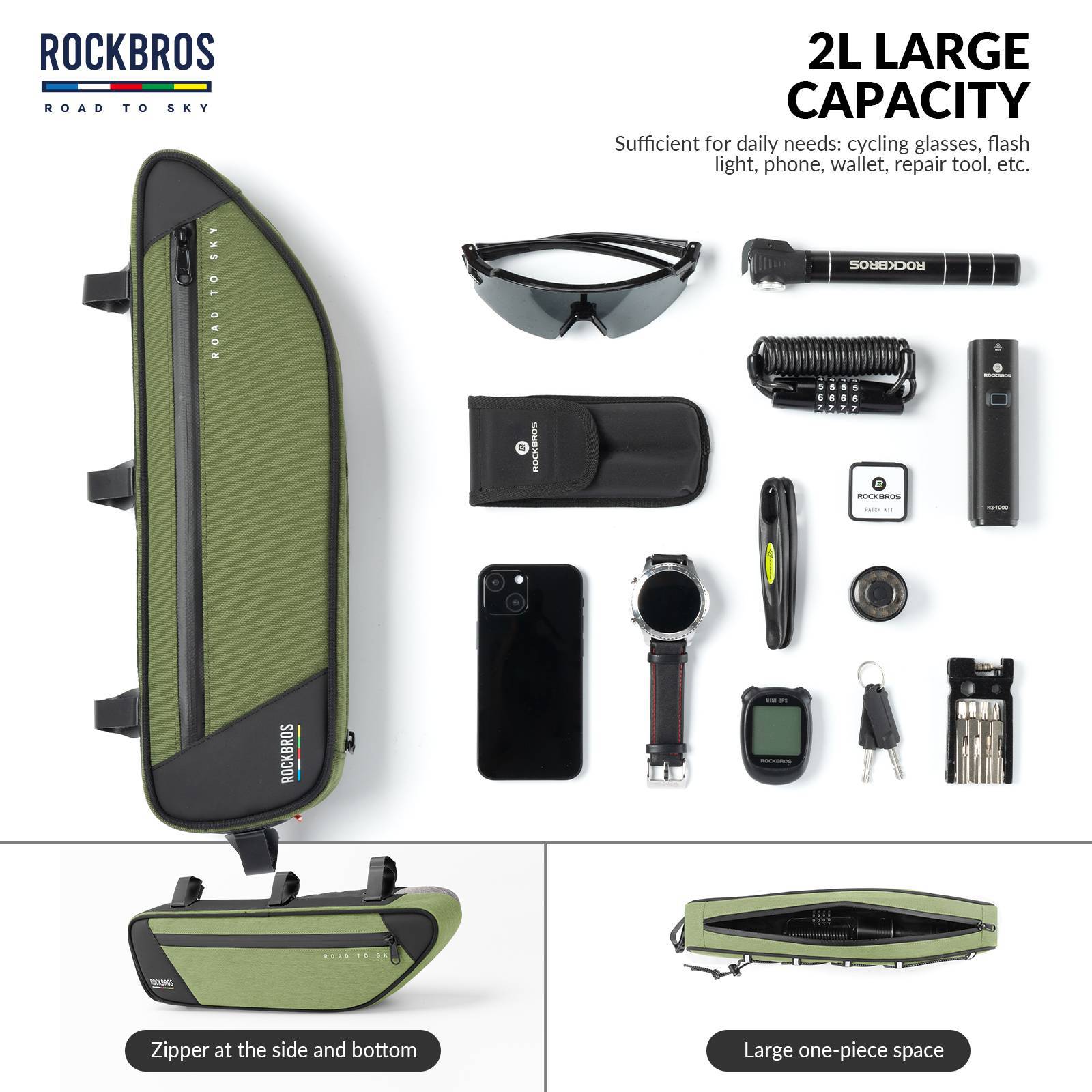 ROAD TO SKY Reflektierende Wasserdichte Fahrrad 2L Dreieckstasche - Image 39