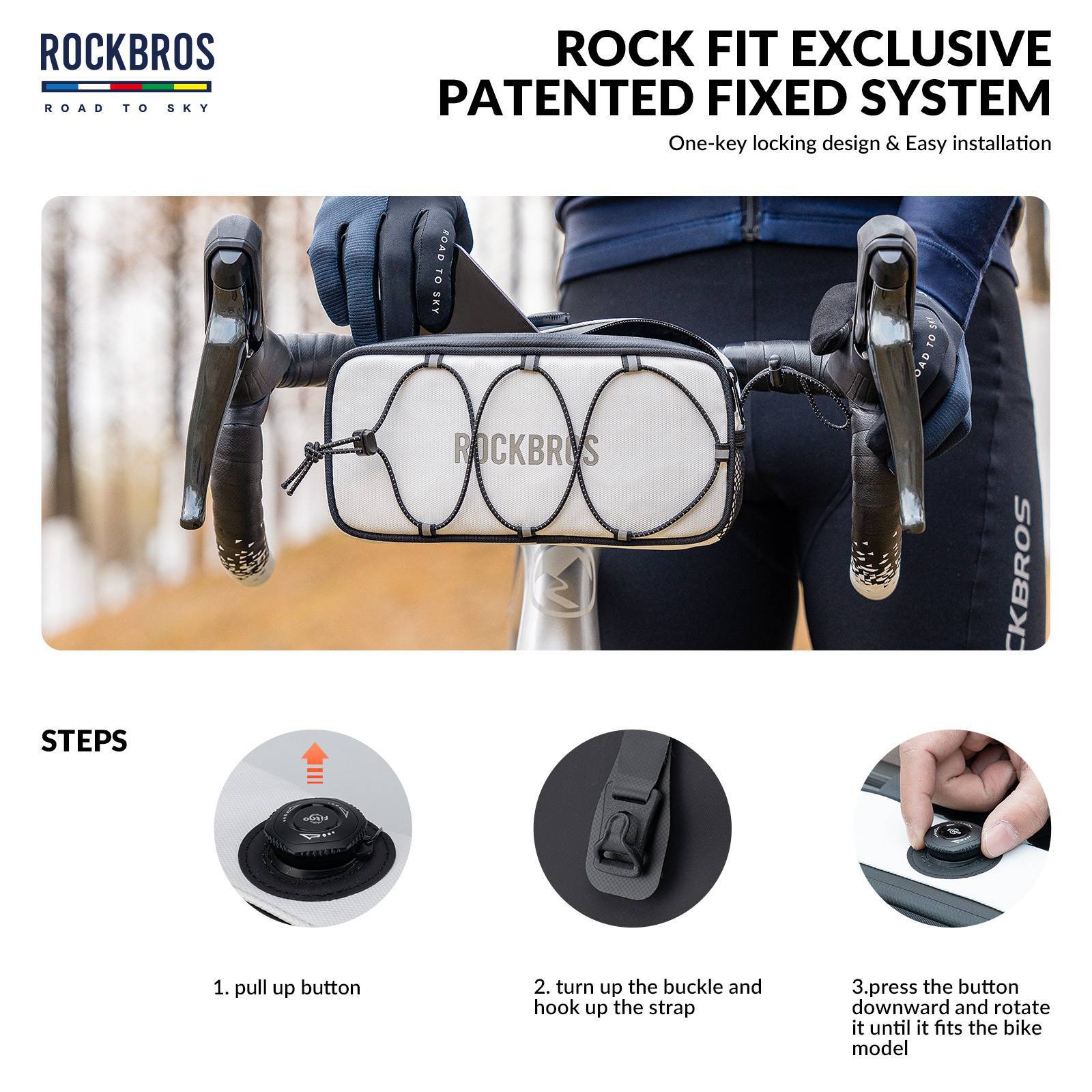 ROAD TO SKY Wasserdichte reflektierende Fahrradlenkertasche - Image 9