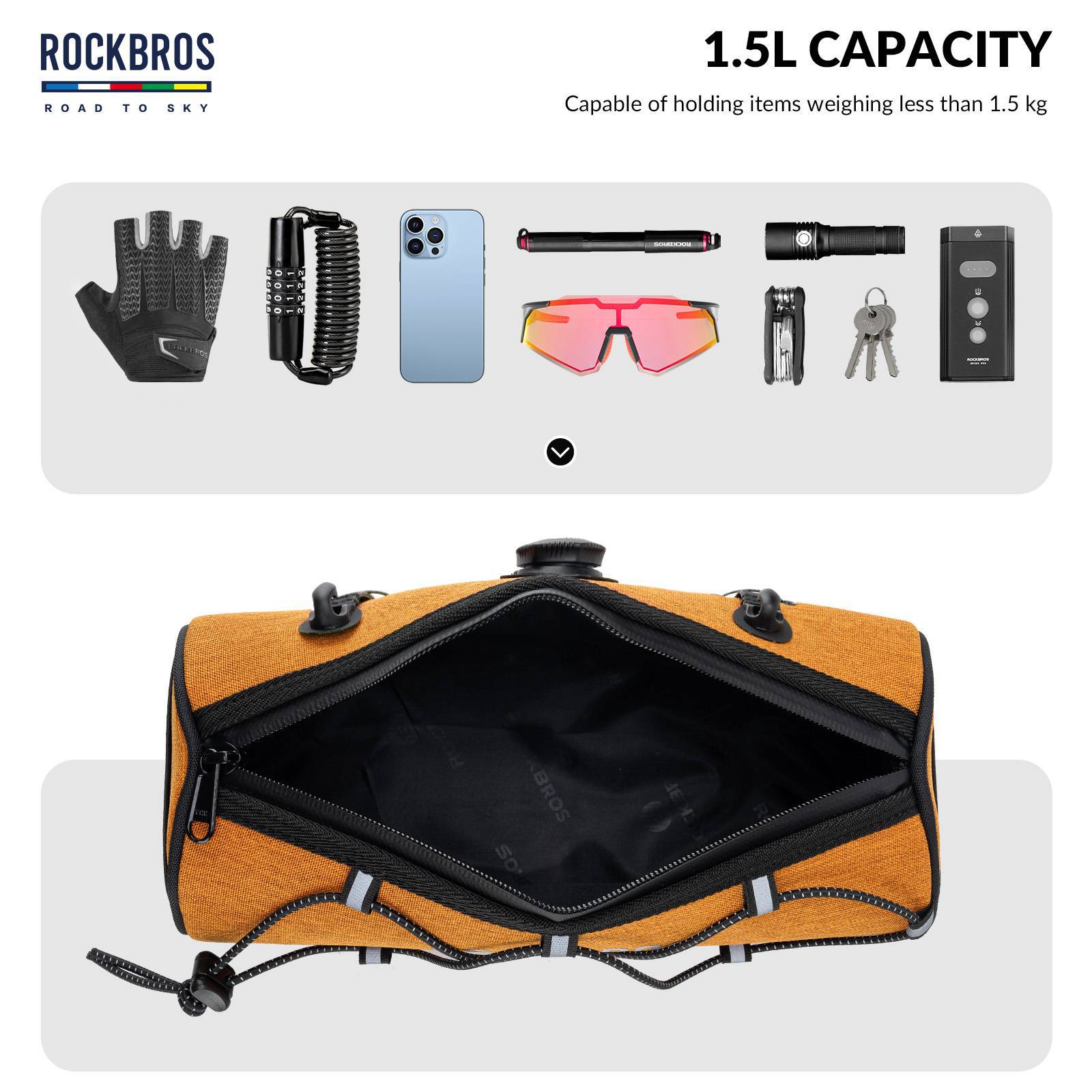 ROAD TO SKY Wasserdichte Reflektierende Zylindrische Lenkertasche - Image 19