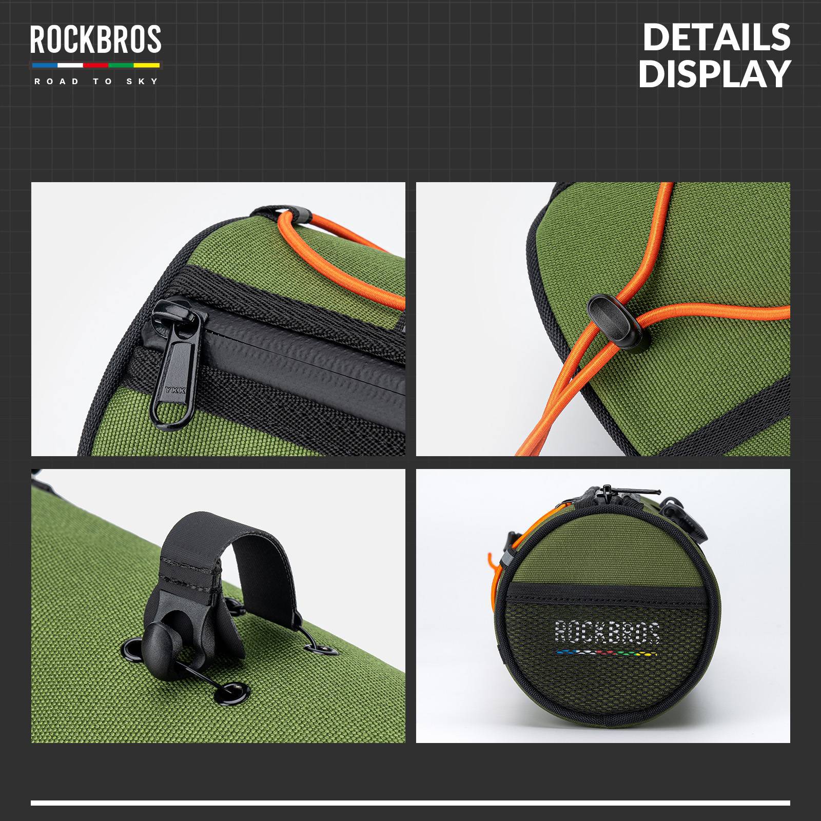 ROAD TO SKY Wasserdichte Reflektierende Zylindrische Lenkertasche - Image 6