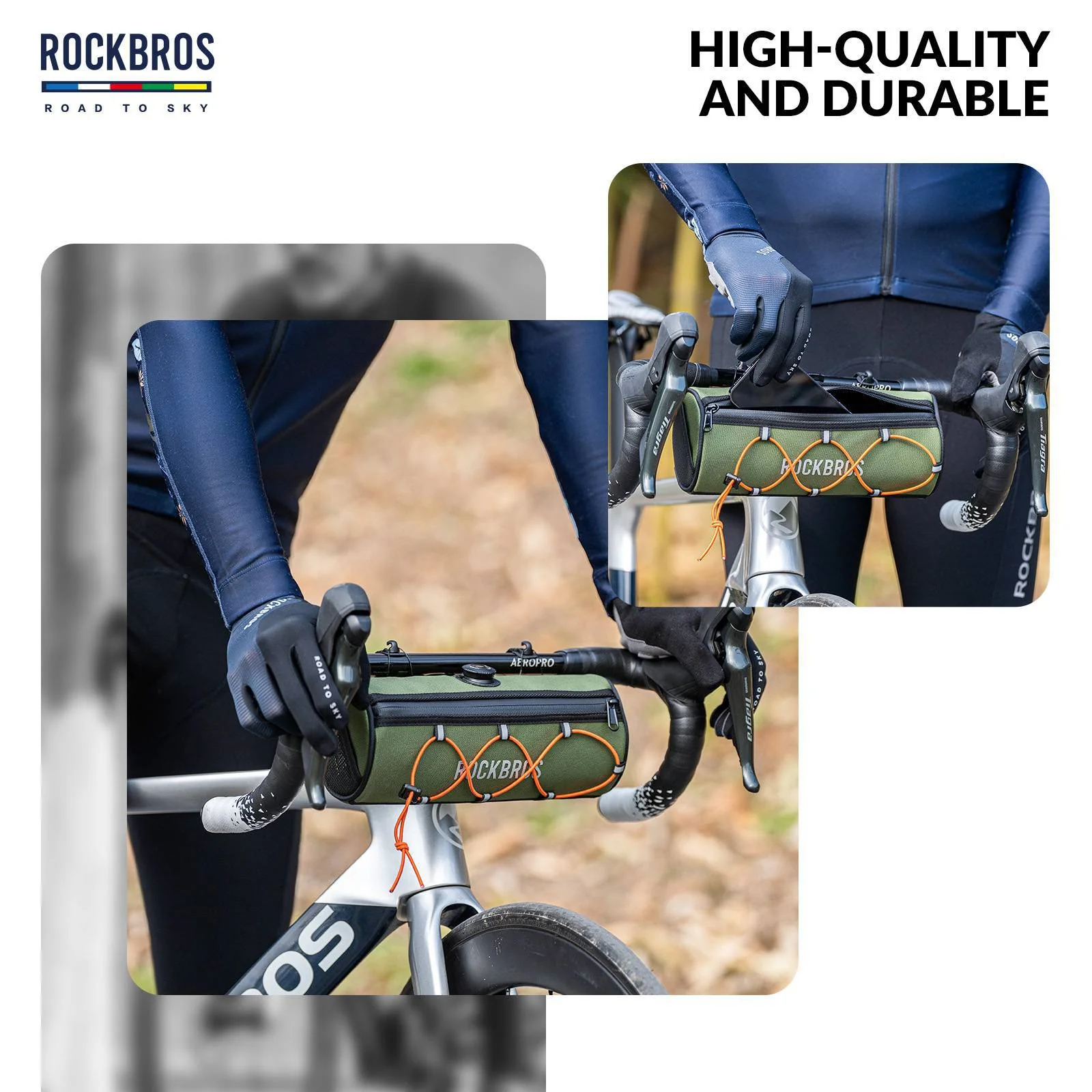 ROAD TO SKY Wasserdichte Reflektierende Zylindrische Lenkertasche - Image 9