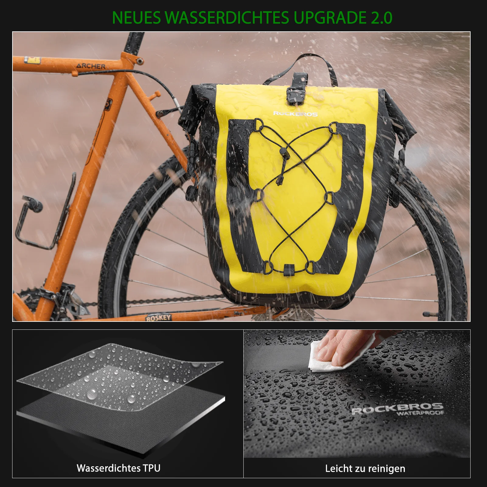 ROCKBROS 100 % wasserdichte Transporttaschen mit Netztasche 27L - Image 15