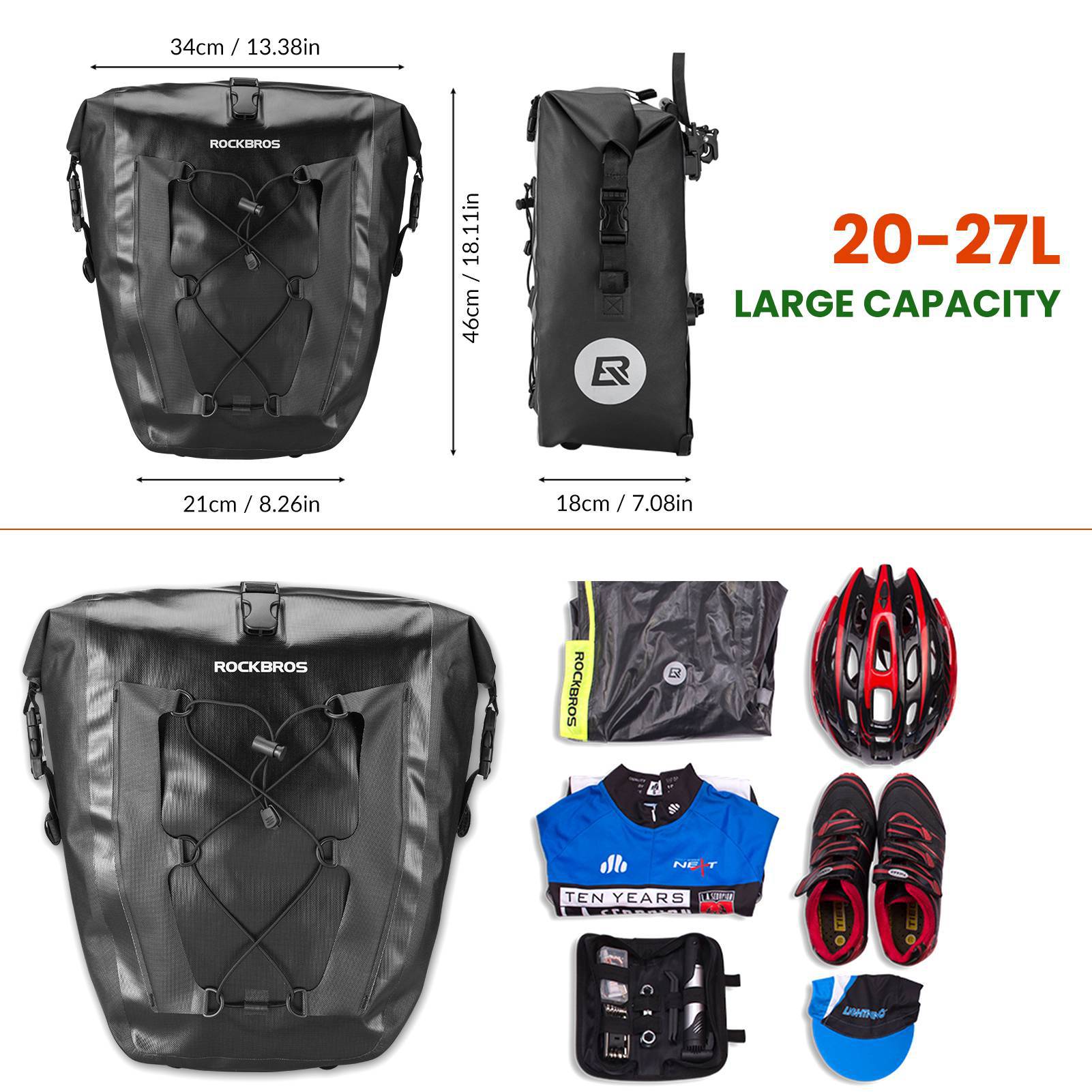 ROCKBROS 100 % wasserdichte Transporttaschen mit Netztasche 27L - Image 8