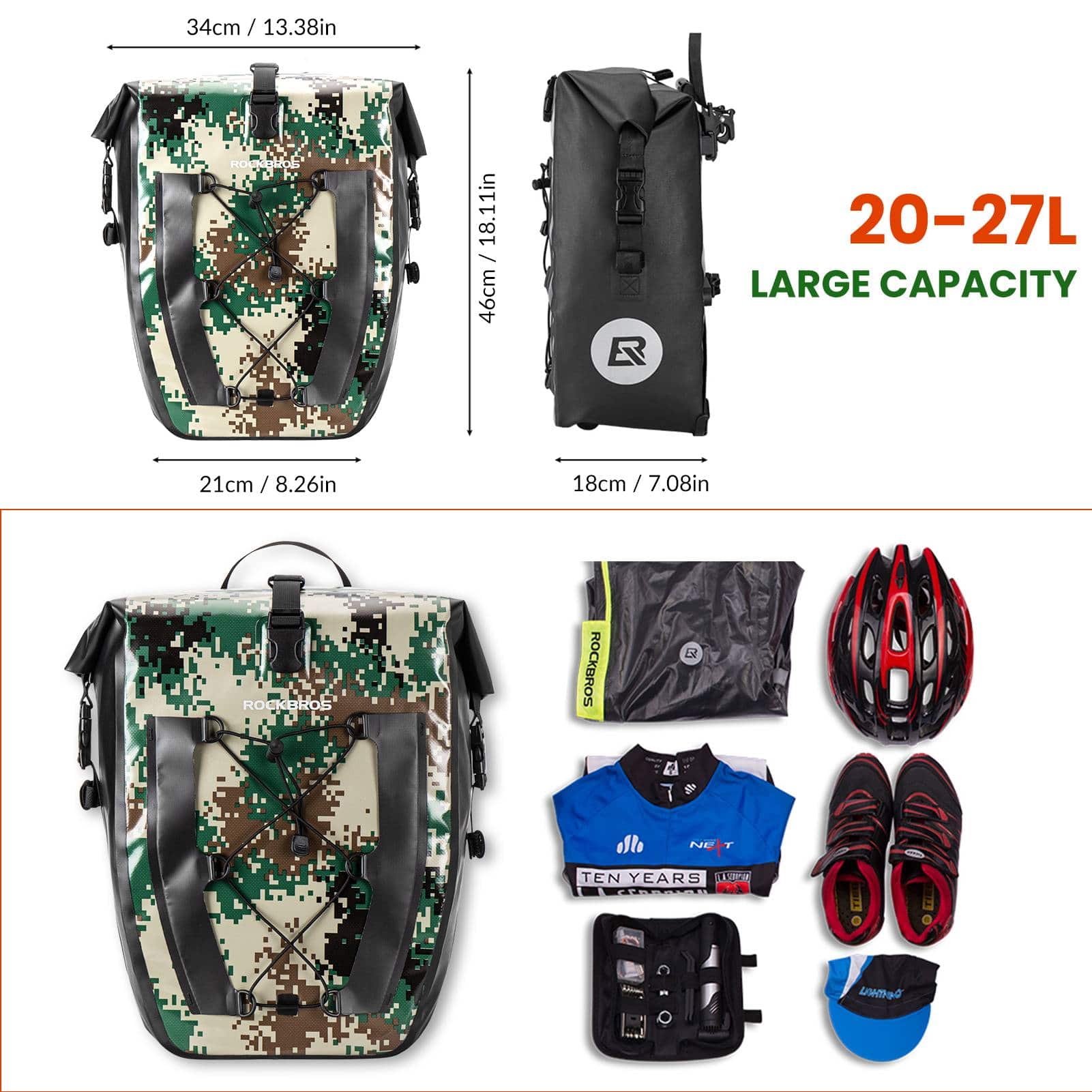 ROCKBROS 100 % wasserdichte Transporttaschen mit Netztasche 27L - Image 9