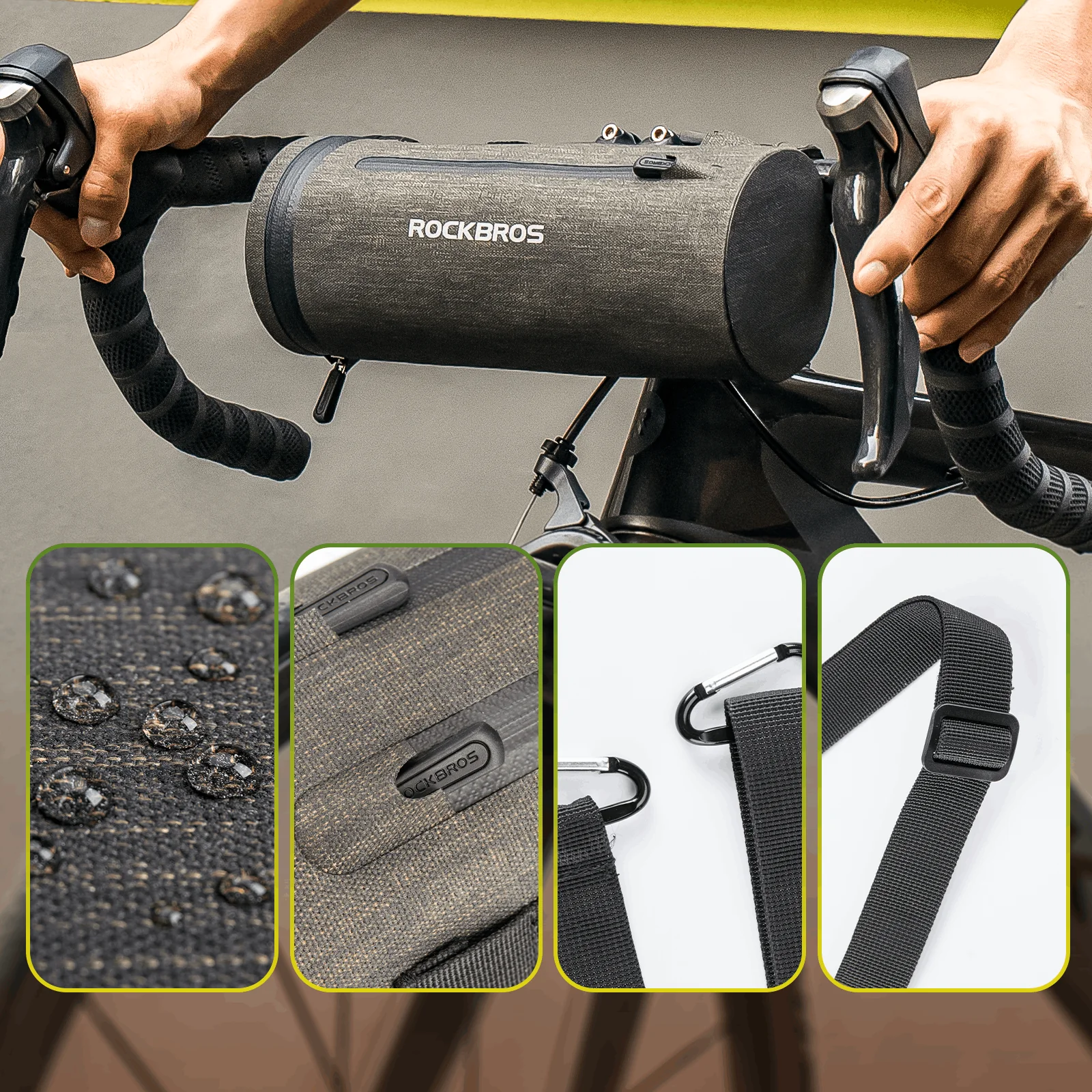 ROCKBROS 3 in 1 Wasserdichte Lenkertasche Zylindrisch Tragbar 2L - Image 5