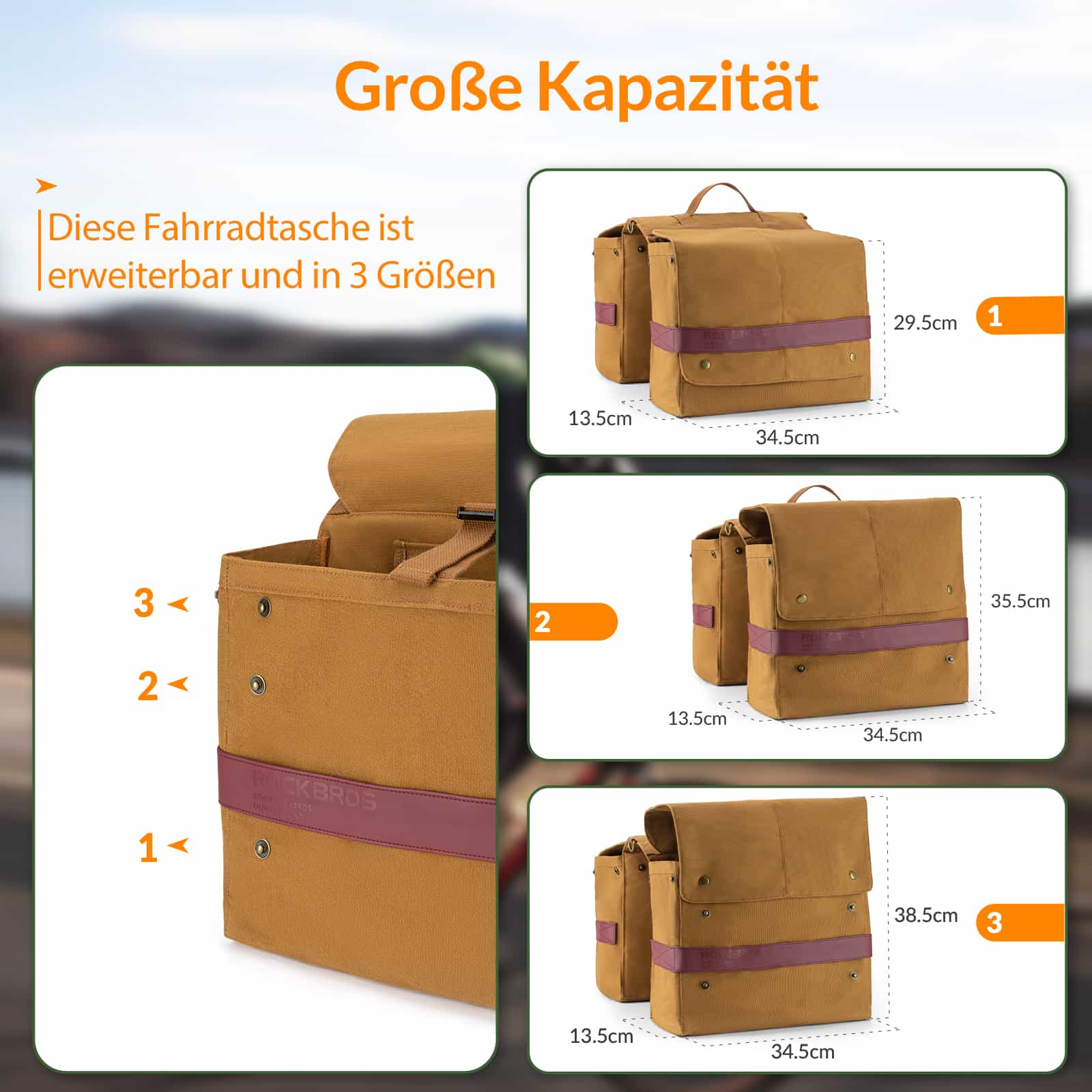 ROCKBROS Fahrrad Gepäckträgertasche mit Tragegriff 27L 3 Farbe - Image 10