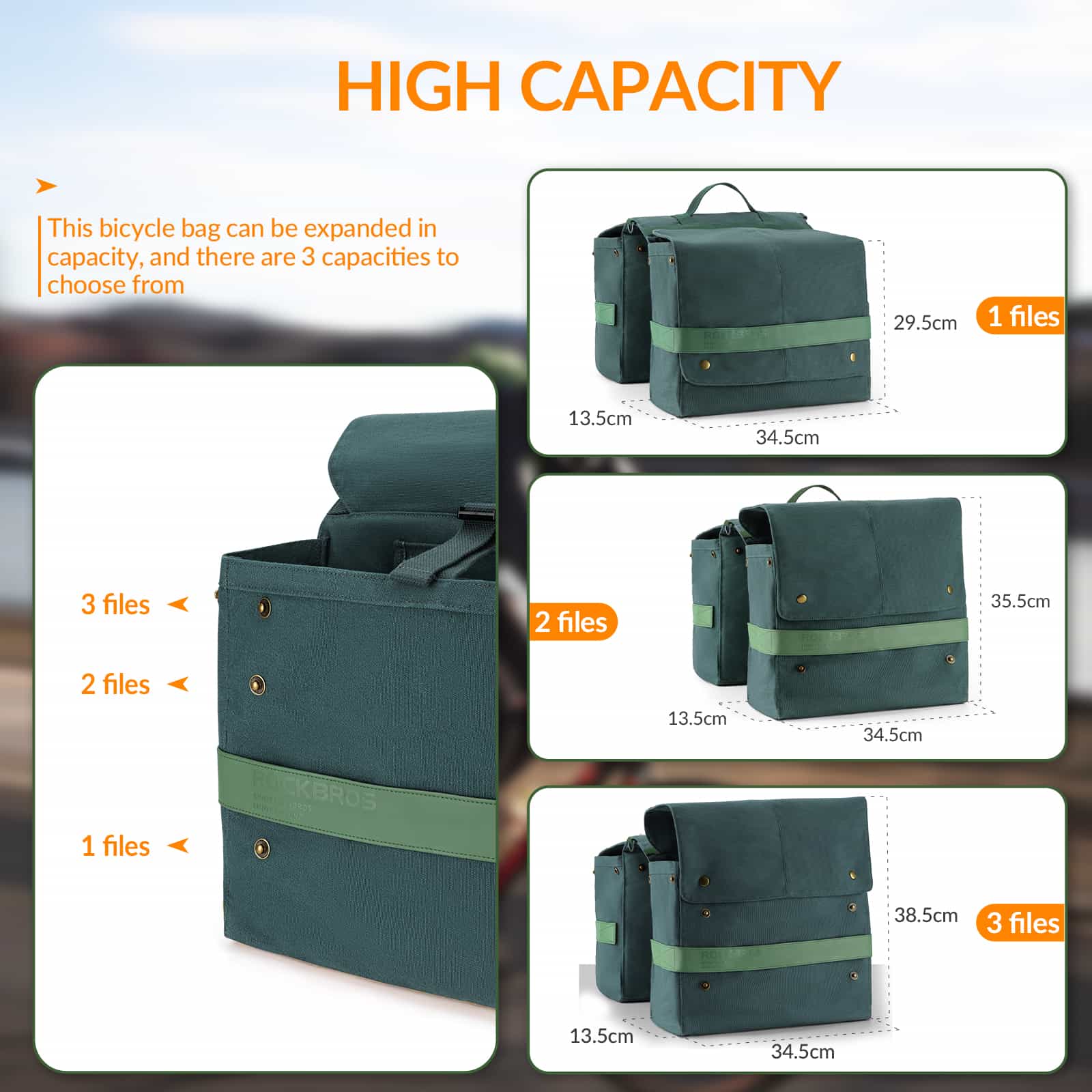 ROCKBROS Fahrrad Gepäckträgertasche mit Tragegriff 27L 3 Farbe - Image 7