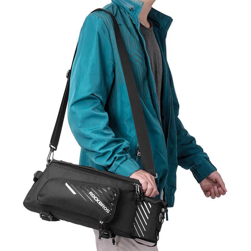 ROCKBROS Fahrrad Gepäckträgertasche Schwarz 9-12L mit 2 faltbare Seitentaschen - Image 3