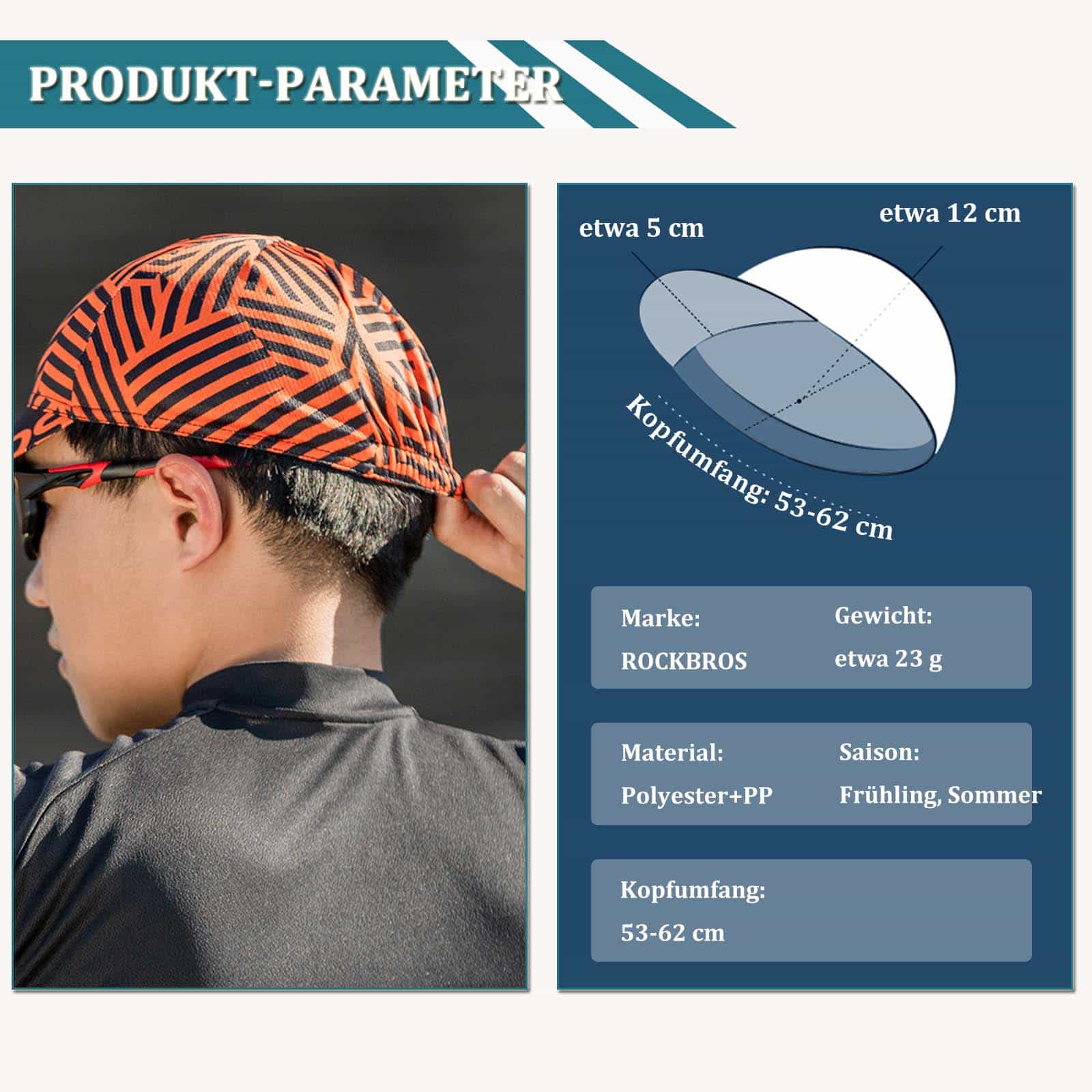 ROCKBROS Fahrrad Kappe UV-Schutz Sport Hut für Damen Herren 54-61 cm - Image 7