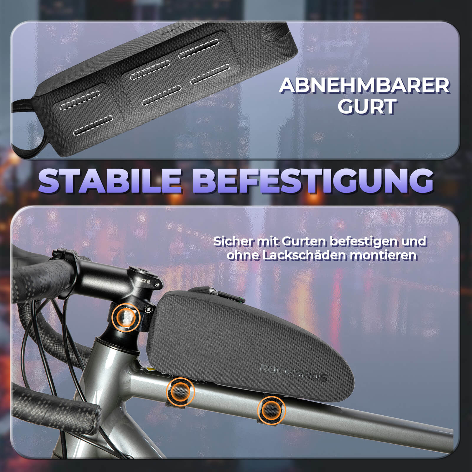 ROCKBROS Fahrrad Rahmentasche wasserdicht Staubfest Schwarz 1L/1,6 L - Image 5