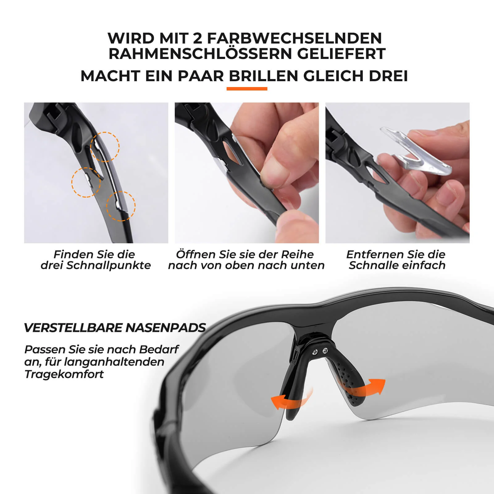 ROCKBROS Fahrradbrille Photochromatisch für Damen und Herren - Image 6