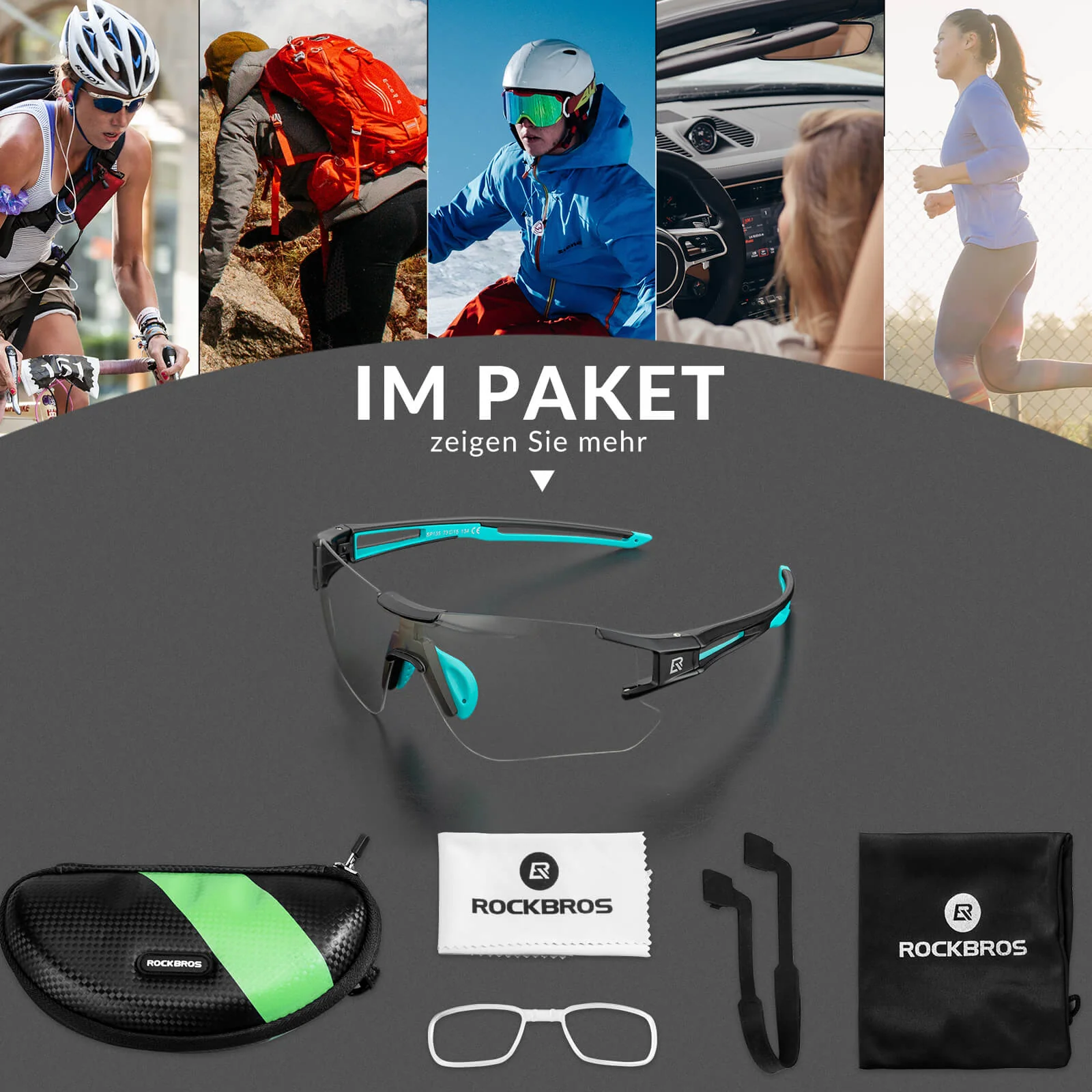 ROCKBROS Fahrradbrille Selbsttönend für Damen & Herren mit UV400 Schutz - Image 11