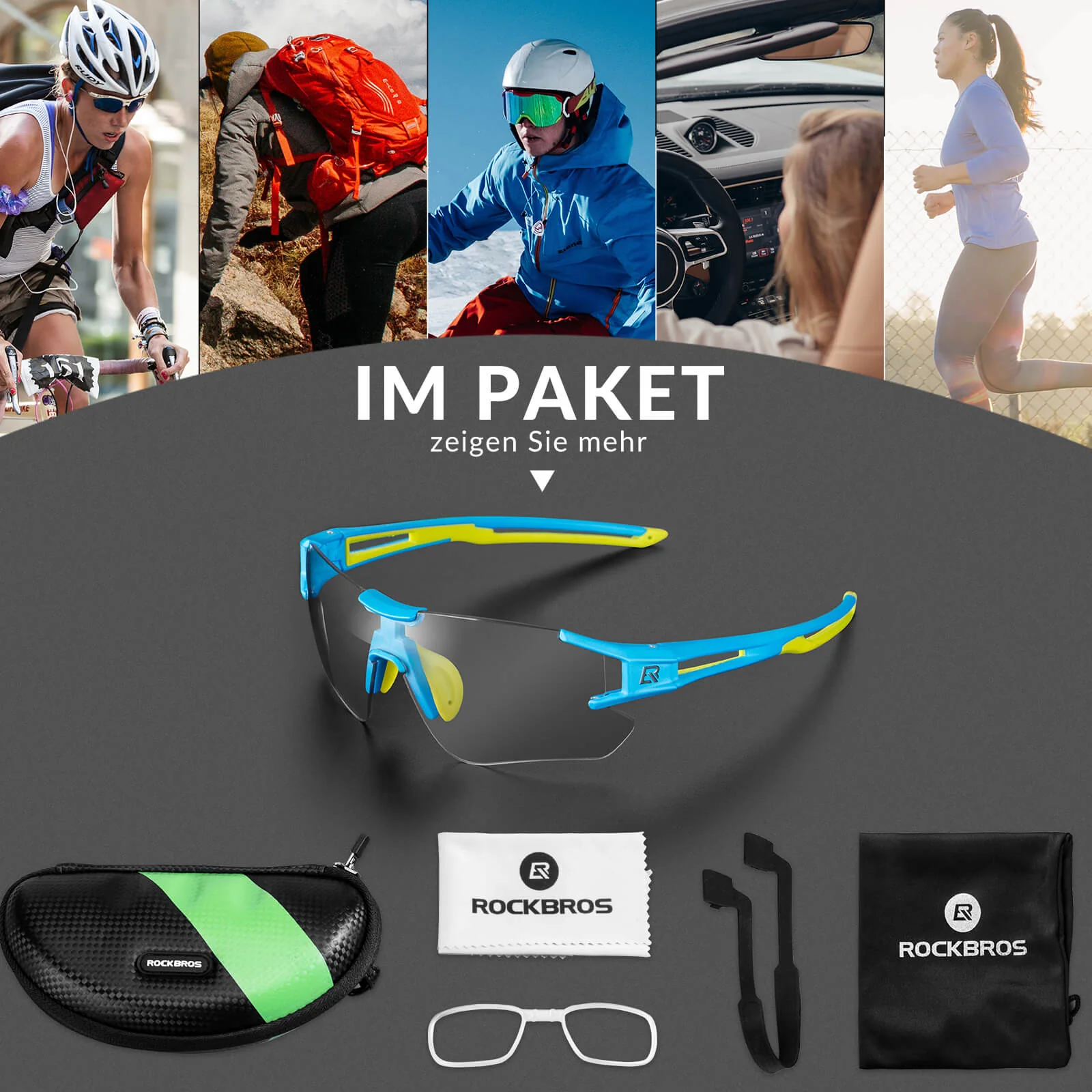 ROCKBROS Fahrradbrille Selbsttönend für Damen & Herren mit UV400 Schutz - Image 9