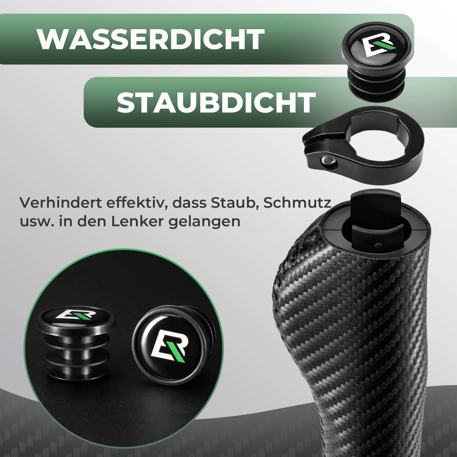 ROCKBROS Fahrradgriffe Kohlenstoffmuster Lenkergriffe Rutschfest 22,2mm - Image 5