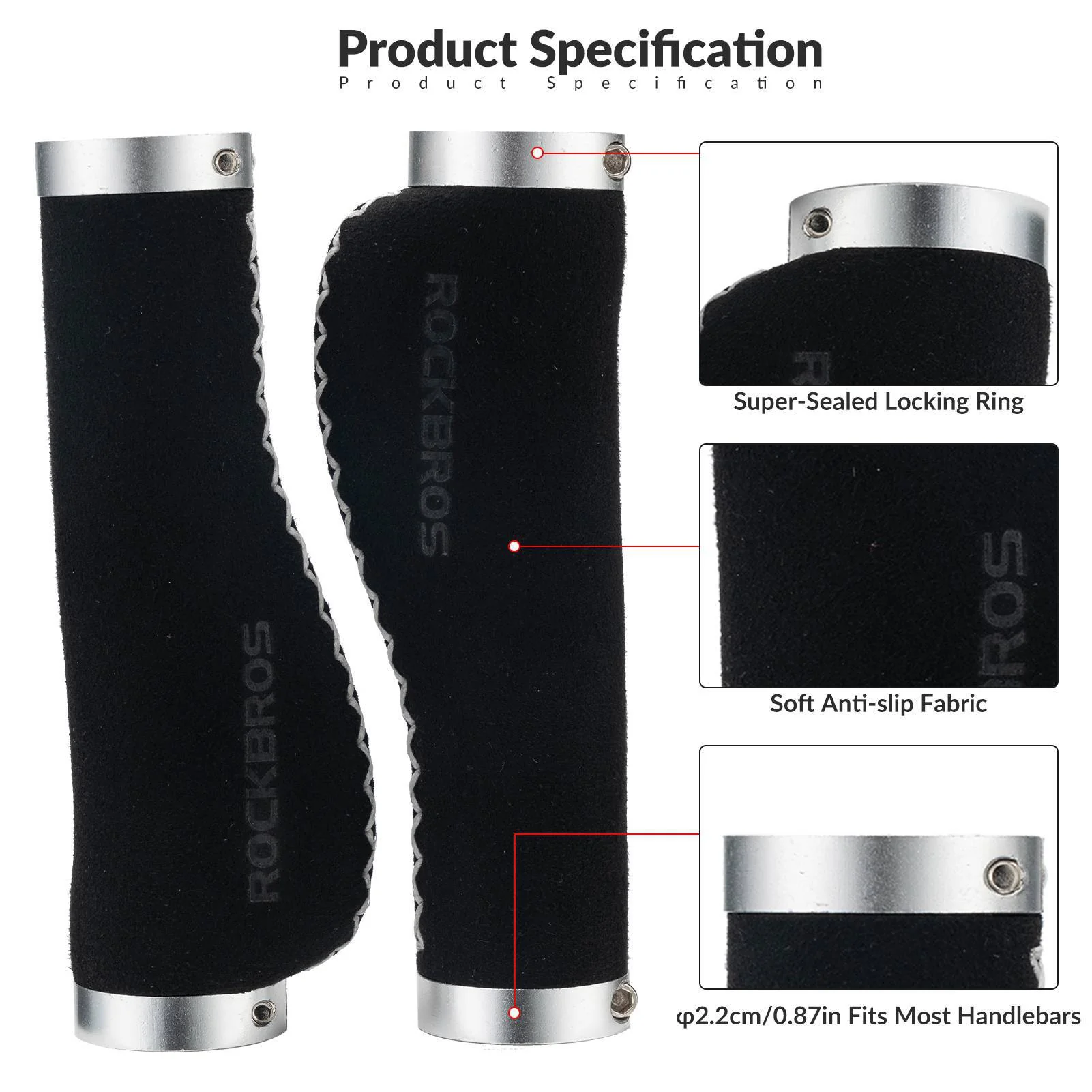ROCKBROS Fahrradgriffe Ledergriffe für Lenker mit 22,2 mm Durchmesser - Image 26
