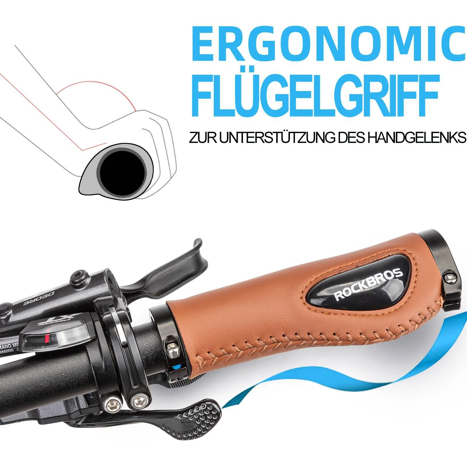 ROCKBROS Fahrradgriffe Ledergriffe für Lenker mit 22,2 mm Durchmesser - Image 6