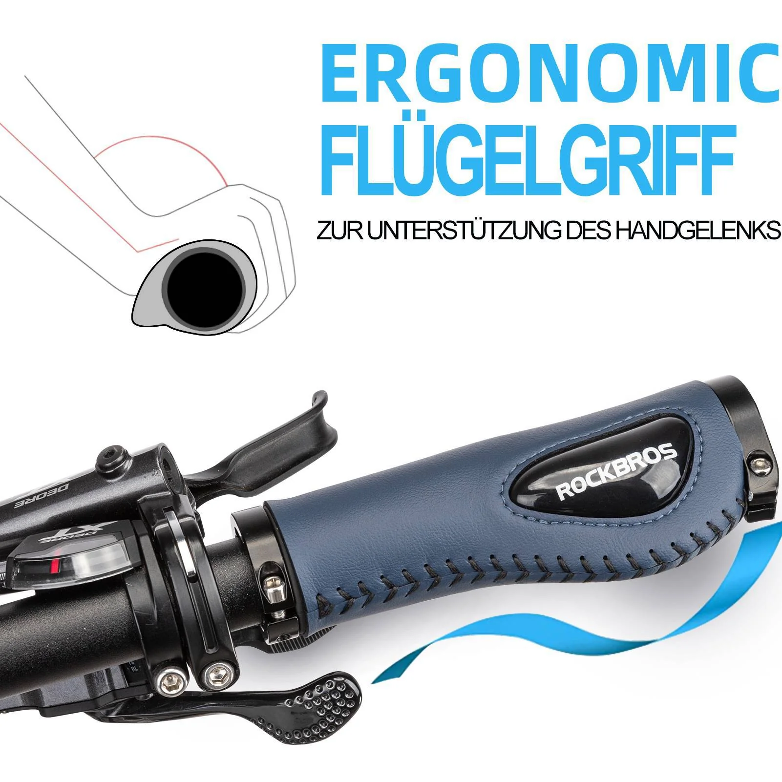 ROCKBROS Fahrradgriffe Ledergriffe für Lenker mit 22,2 mm Durchmesser - Image 8