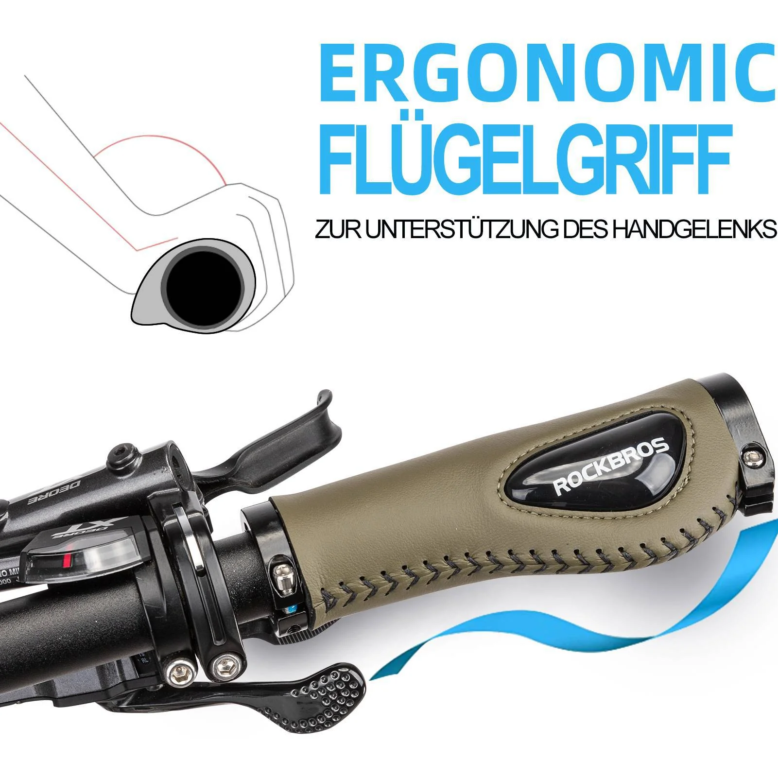 ROCKBROS Fahrradgriffe Ledergriffe für Lenker mit 22,2 mm Durchmesser - Image 9