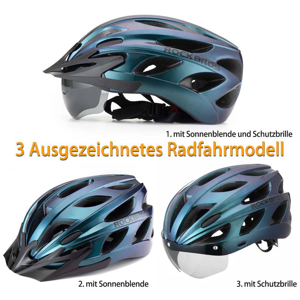 ROCKBROS Fahrradhelm mit integrierter abnehmbarer Magnetbrillen & Visier - Image 16