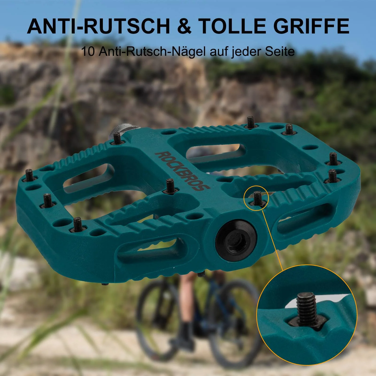 ROCKBROS Fahrradpedale Nylon Flat Pedale 9/16 Zoll mit 3 Bearing - Image 13