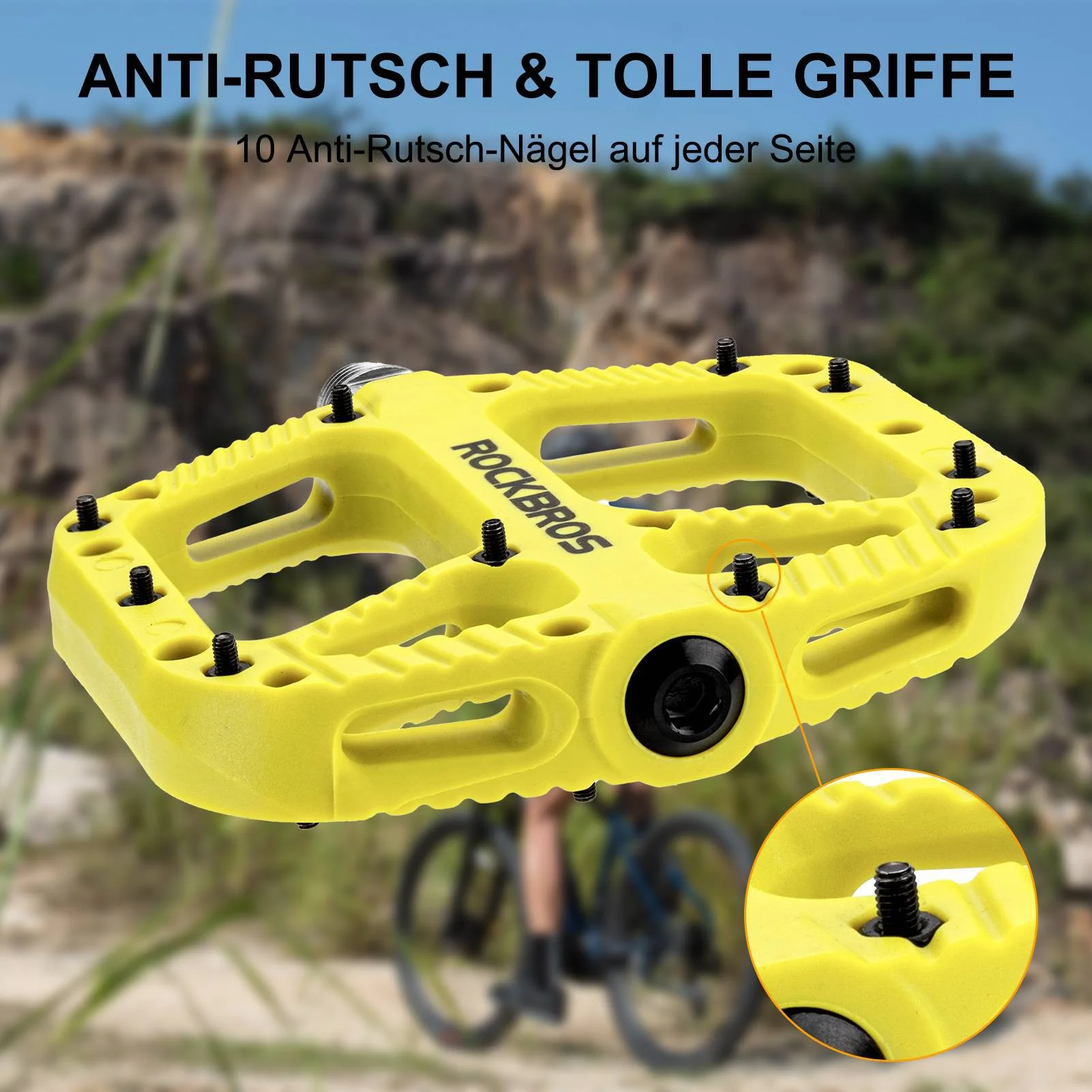 ROCKBROS Fahrradpedale Nylon Flat Pedale 9/16 Zoll mit 3 Bearing - Image 14