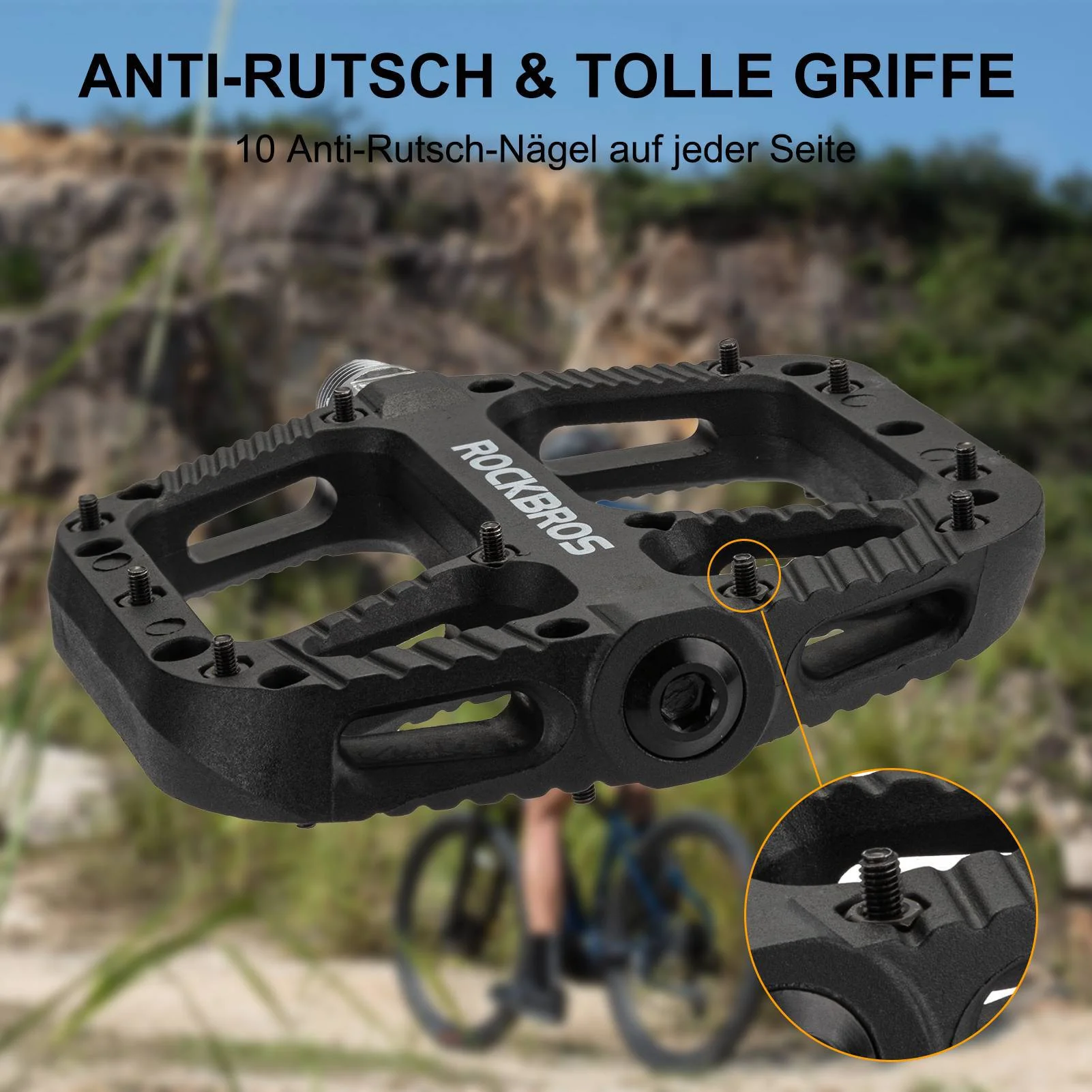 ROCKBROS Fahrradpedale Nylon Flat Pedale 9/16 Zoll mit 3 Bearing - Image 18
