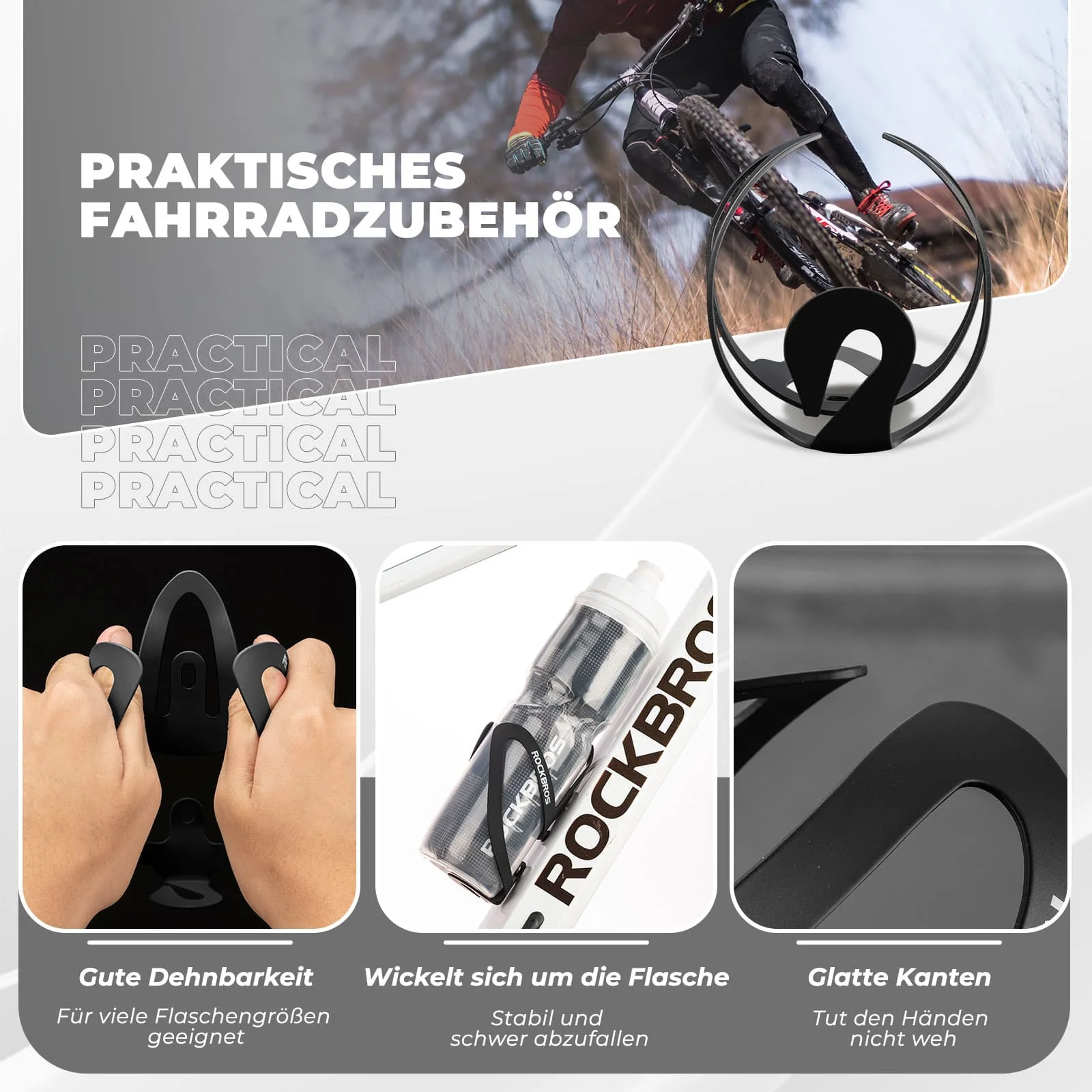 ROCKBROS Flaschenhalter Fahrradzubehör Fahrrad Leicht Getränkehalter Befestig - Image 12
