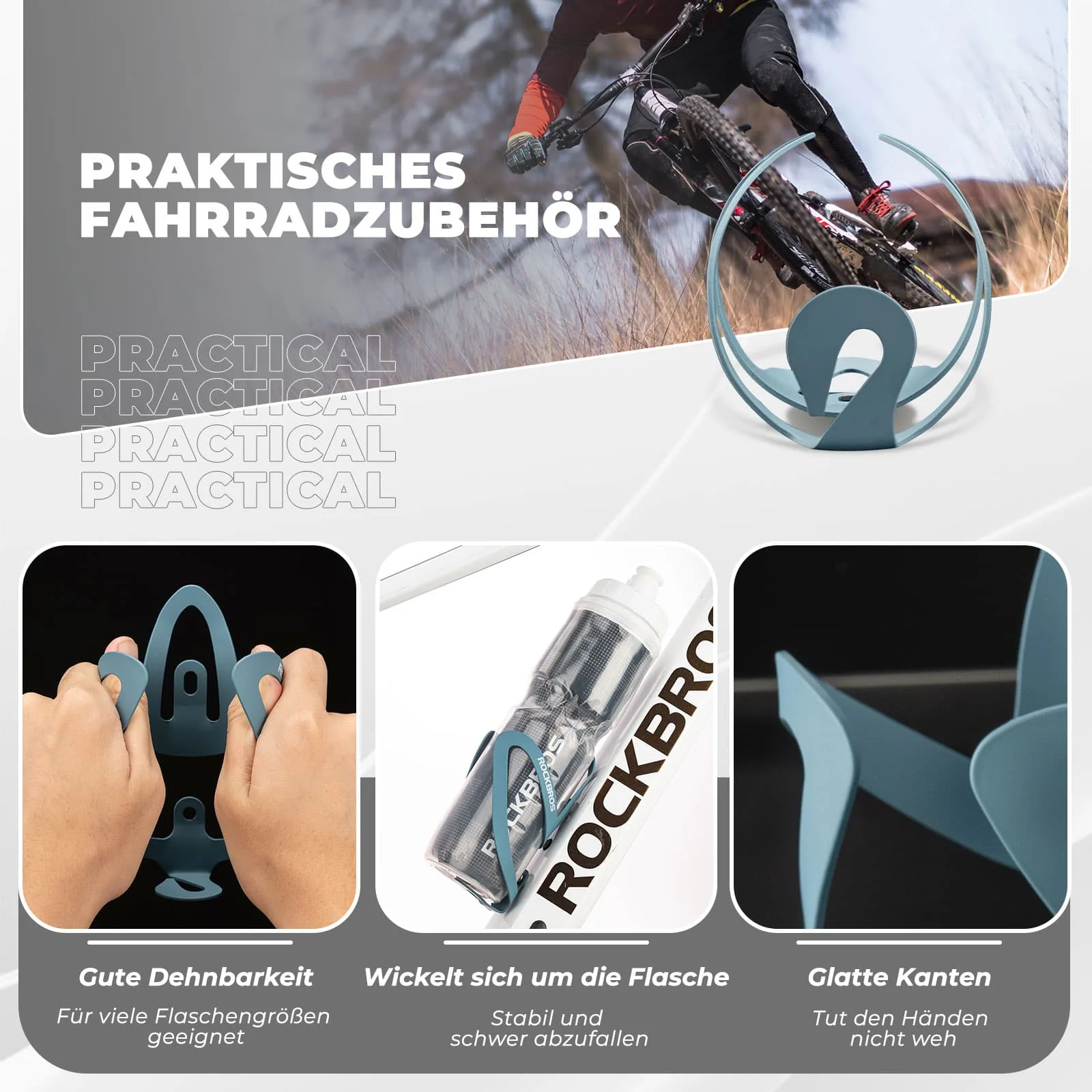 ROCKBROS Flaschenhalter Fahrradzubehör Fahrrad Leicht Getränkehalter Befestig - Image 18