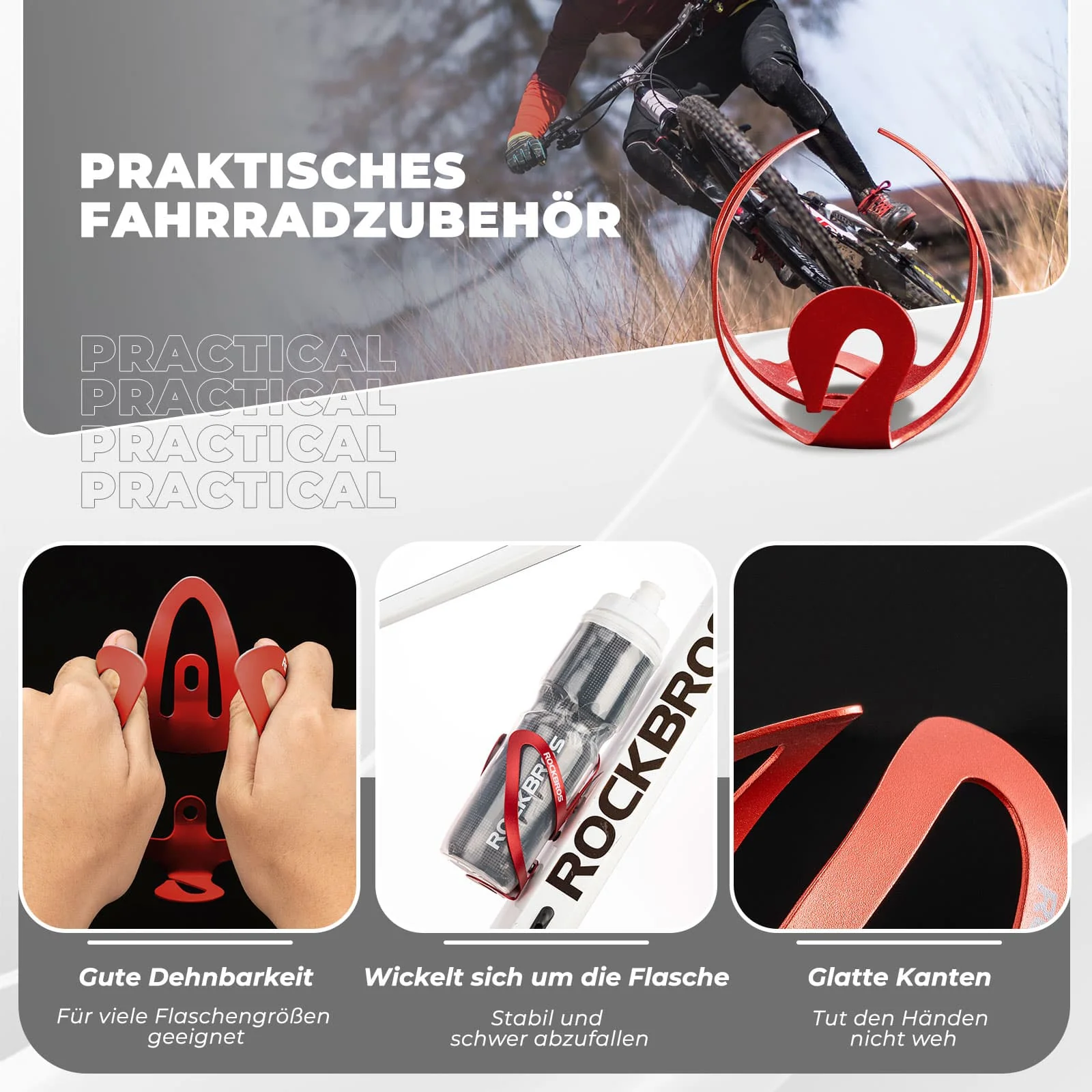 ROCKBROS Flaschenhalter Fahrradzubehör Fahrrad Leicht Getränkehalter Befestig - Image 25