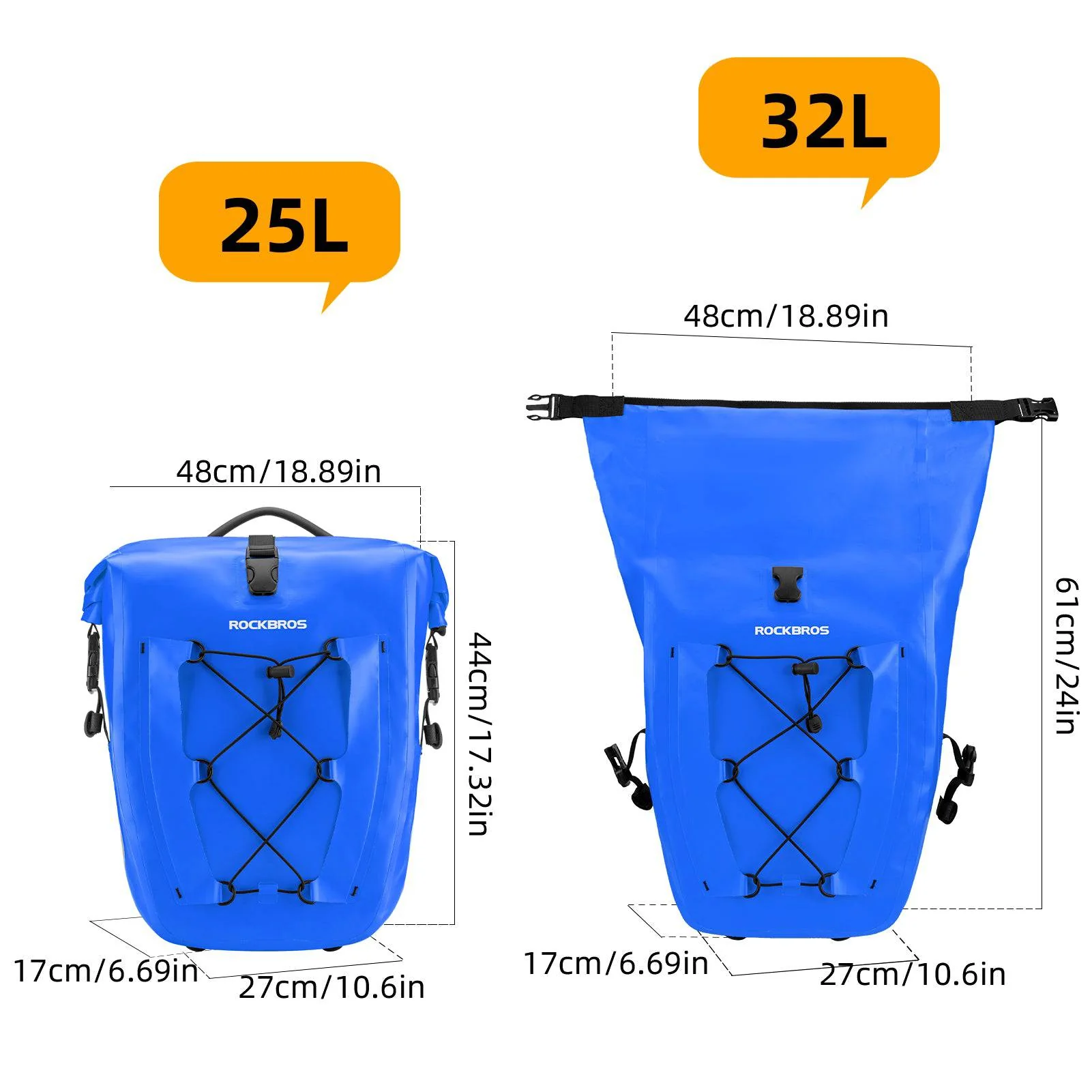 ROCKBROS Gepäckträgertasche 25L-32L 100 % wasserdicht mit Tragegriff - Image 46