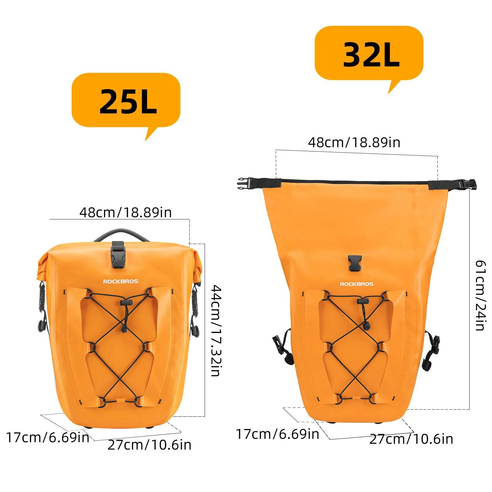 ROCKBROS Gepäckträgertasche 25L-32L 100 % wasserdicht mit Tragegriff - Image 61