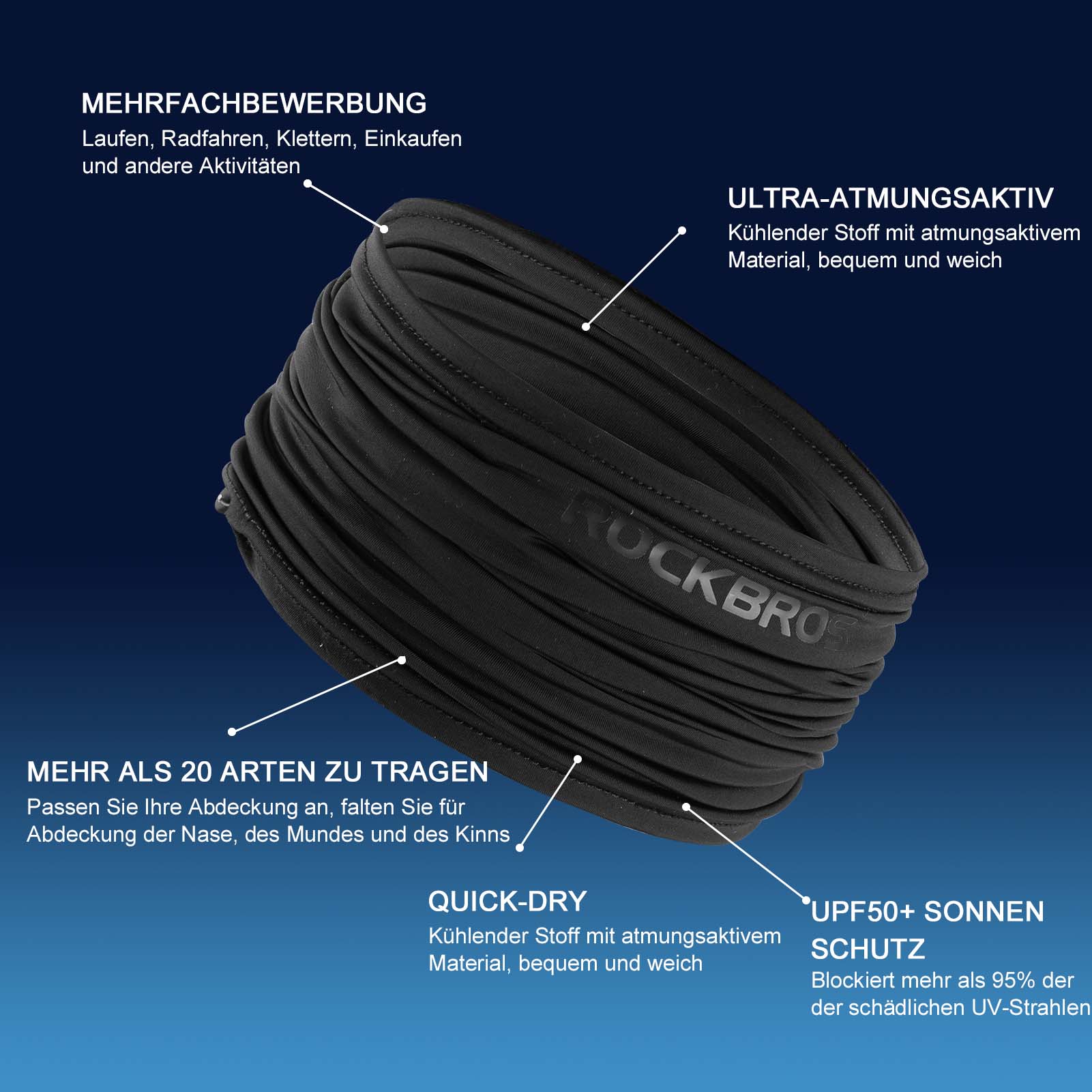 ROCKBROS Halstuch Balaclavas Sonnenschutz Gesichtsschutz aus Eisseide - Image 3