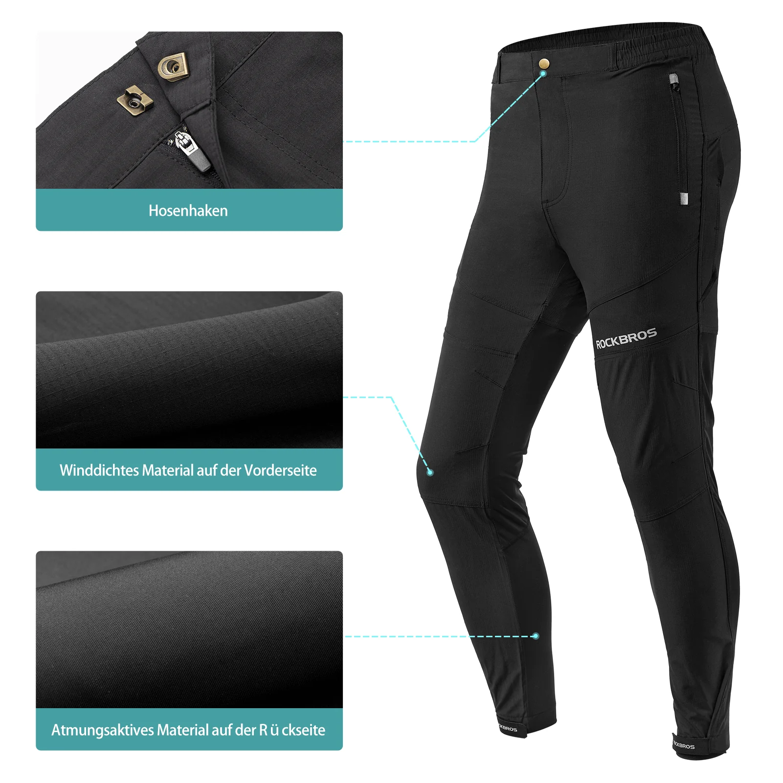 ROCKBROS Herren Radhose mit abnehmbarer gepolsterter - Image 5