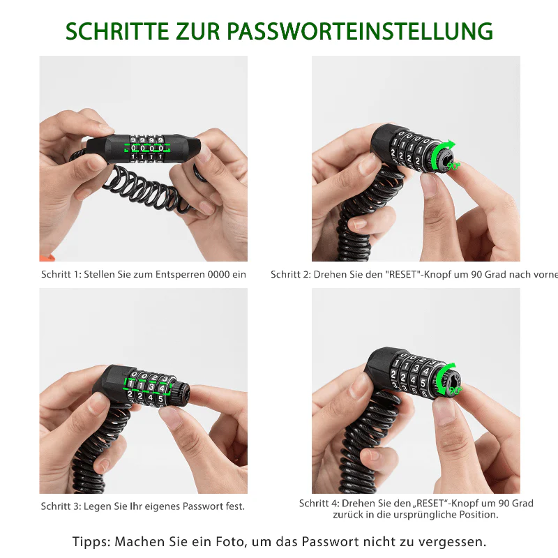 ROCKBROS Kabelschloss Zahlenschloss mit 4-Steillage Zahlencode - Image 7