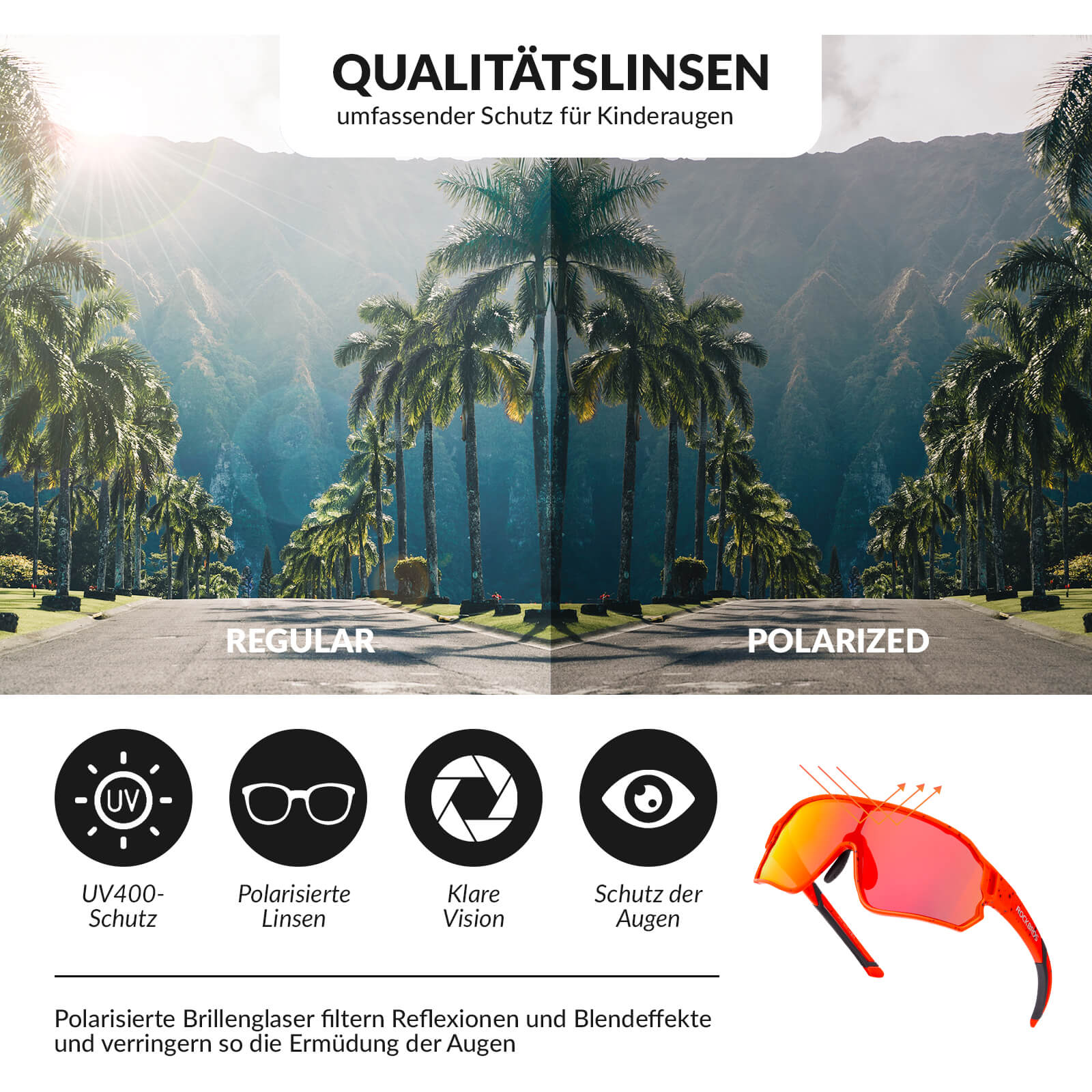 ROCKBROS Kinder Fahrradbrille UV400-Schutz Polarisierte Sonnenbrille - Image 41