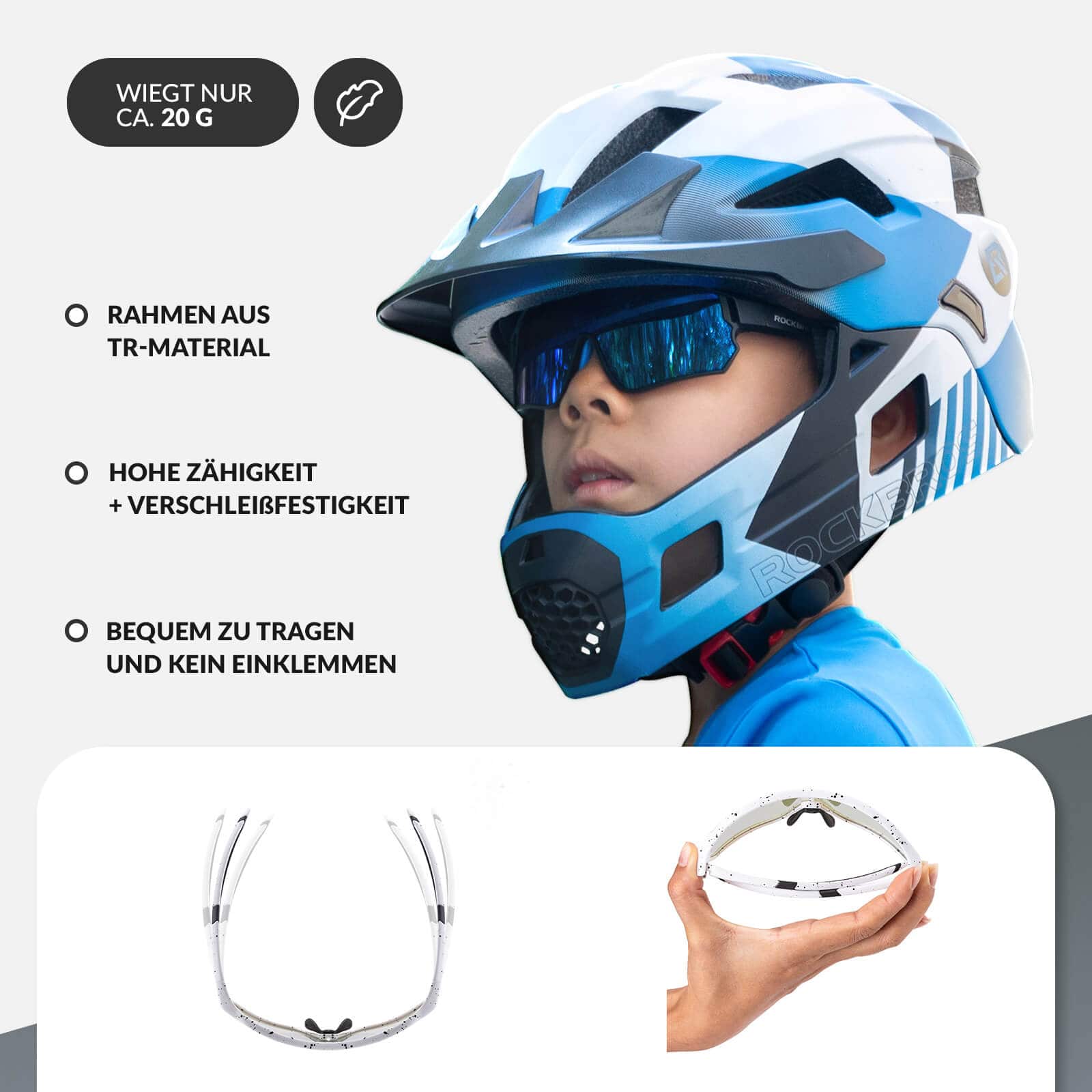 ROCKBROS Kinder Fahrradbrille UV400-Schutz Selbsttönend Sonnenbrille - Image 14