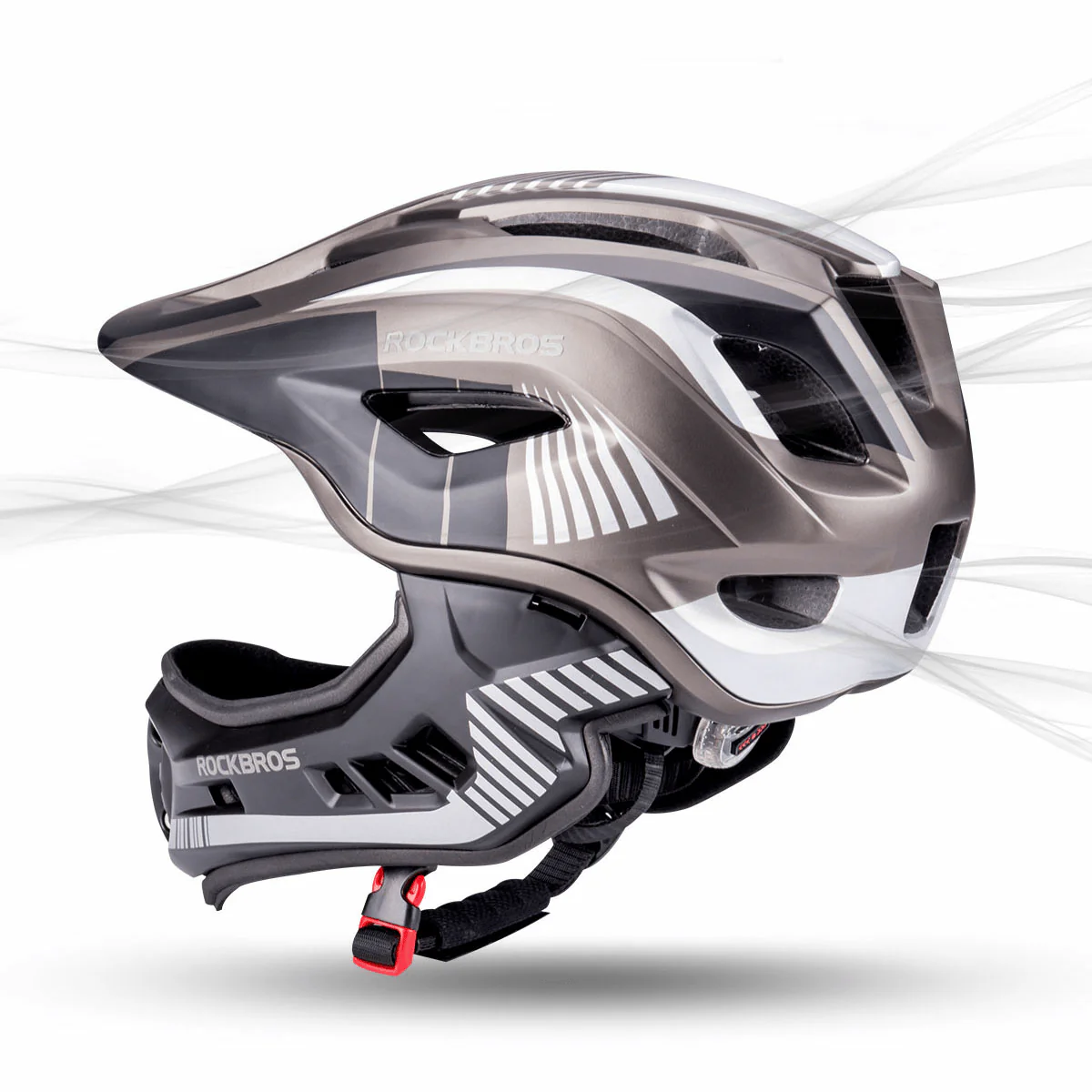 ROCKBROS Kinder helm Integriert Fahrradhelm mit Abnehmbarem Kinnschutz - Image 17