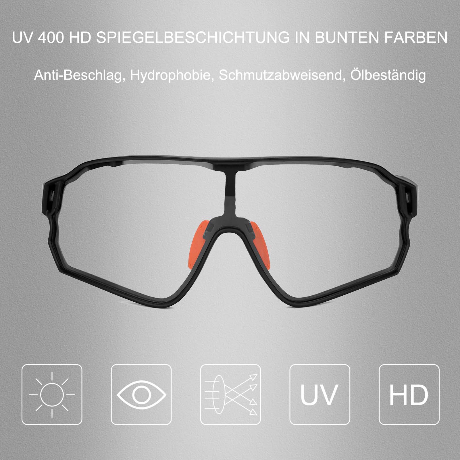 ROCKBROS Photochrome Sonnenbrille Fahrradbrille UV400-Schutz Unisex - Image 15