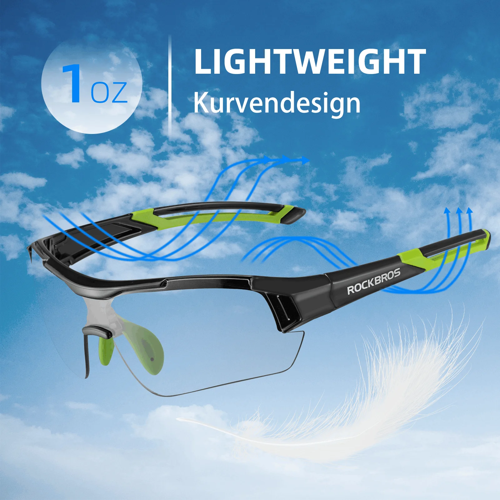 ROCKBROS Radbrille Sonnenbrille Halbrahmen Photochromatische Brille - Image 10