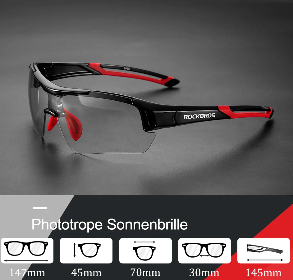ROCKBROS Radbrille Sonnenbrille Halbrahmen Photochromatische Brille - Image 16