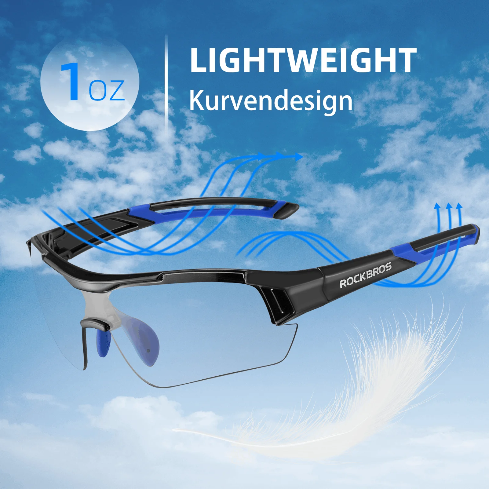 ROCKBROS Radbrille Sonnenbrille Halbrahmen Photochromatische Brille - Image 8