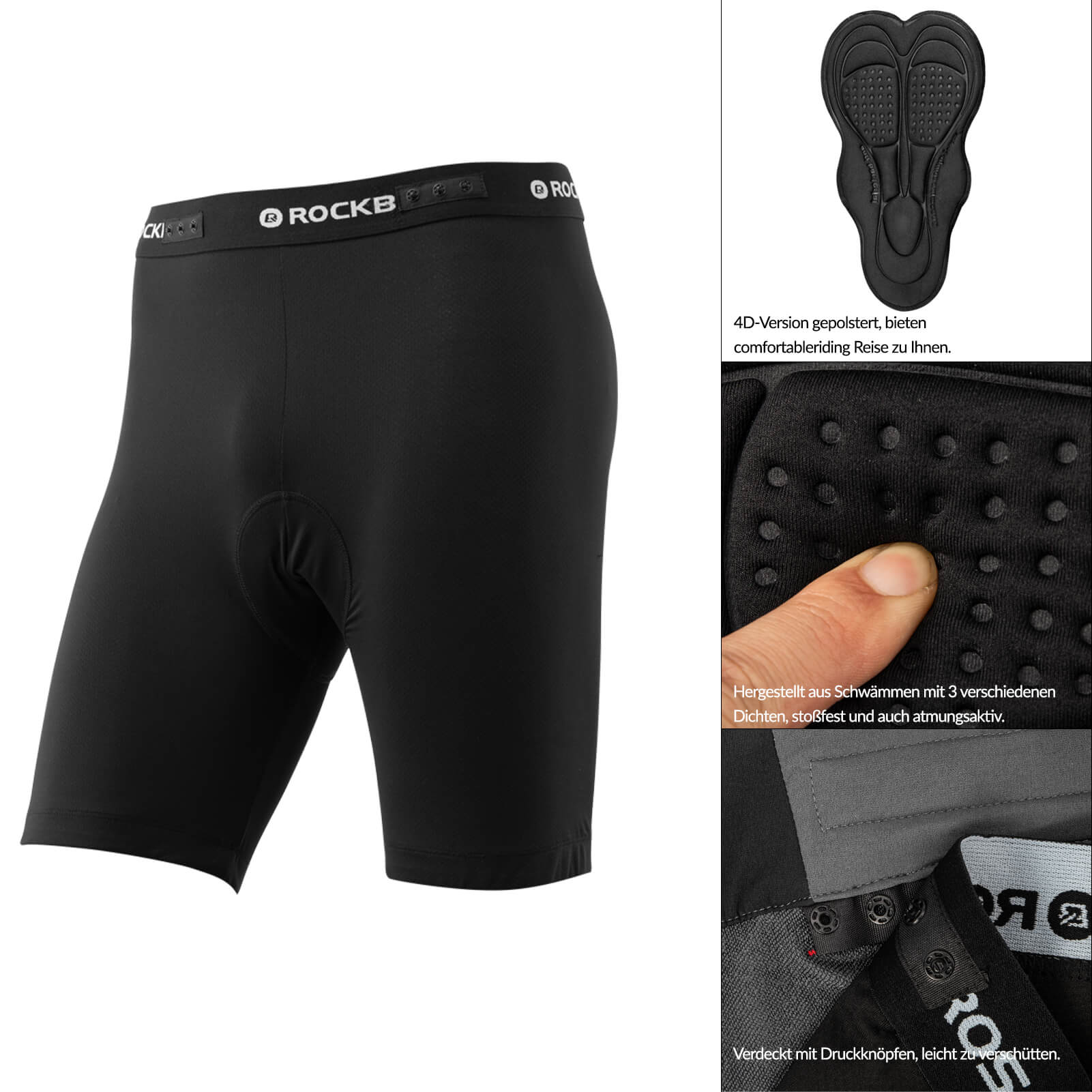 ROCKBROS Radhose Herren Kurz atmungsaktiv Anti-Stoß Fahrradhose - Image 19