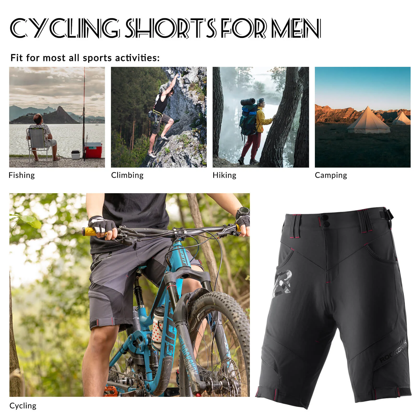 ROCKBROS Radhose Herren Kurz atmungsaktiv Anti-Stoß Fahrradhose - Image 20