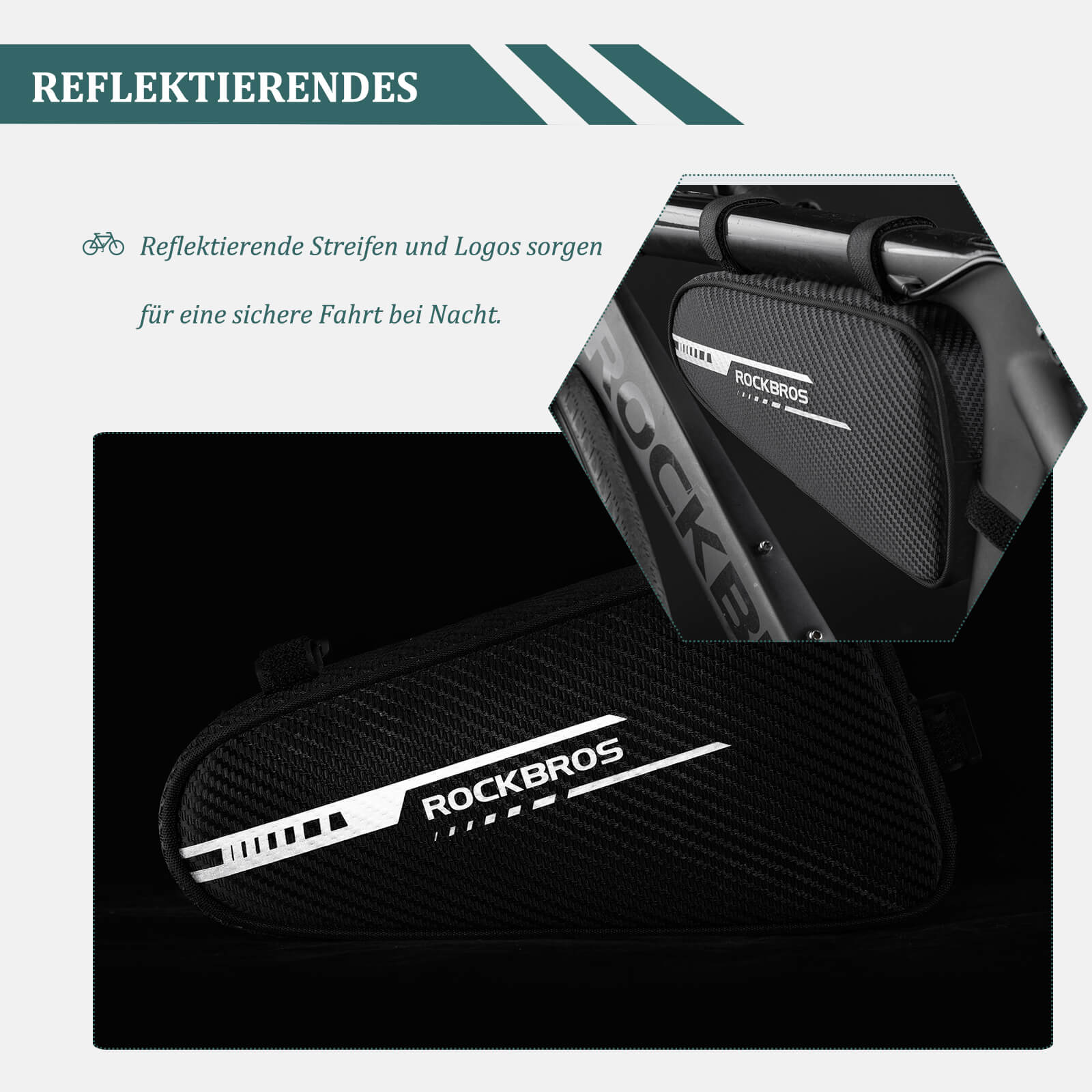 ROCKBROS Rahmentasche wasserdicht Dreieckstasche für MTB & Rennräder 1,2L - Image 24