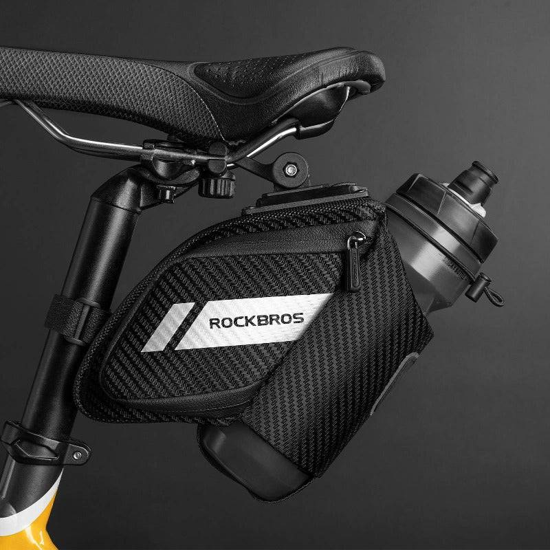 ROCKBROS Satteltasche Fahrradsitz Tasche mit Flaschenhalter Schwarz 1L - Image 7
