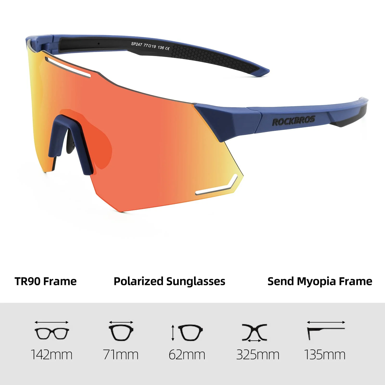 ROCKBROS Sonnenbrille UV400 Schutz Radsportbrille für Damen/ Herren - Image 3